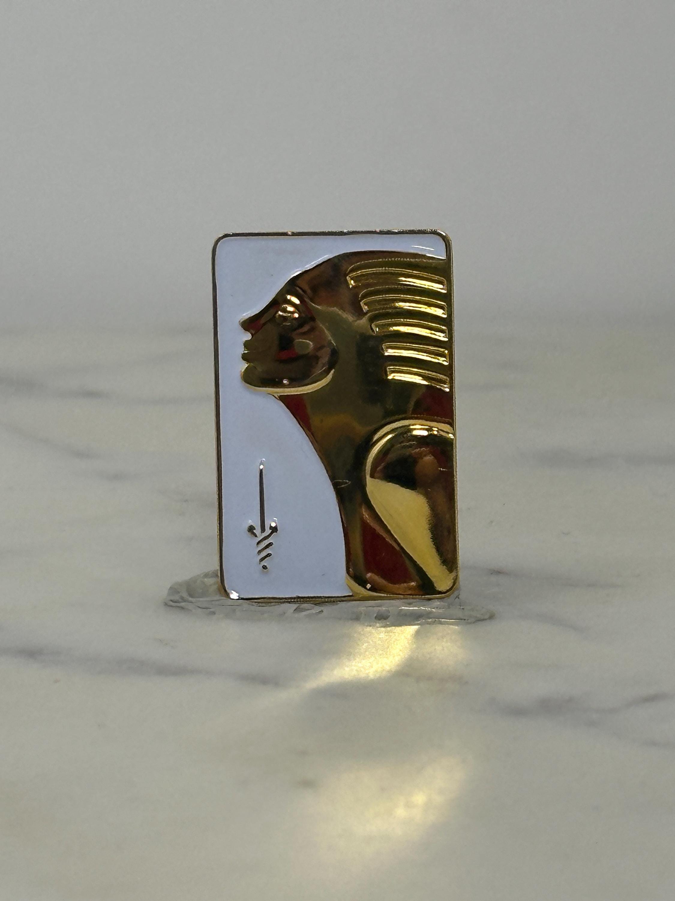 Egyptian Pharaoh Enamel Pin: Gold & White Finish - Art Deco Accessory