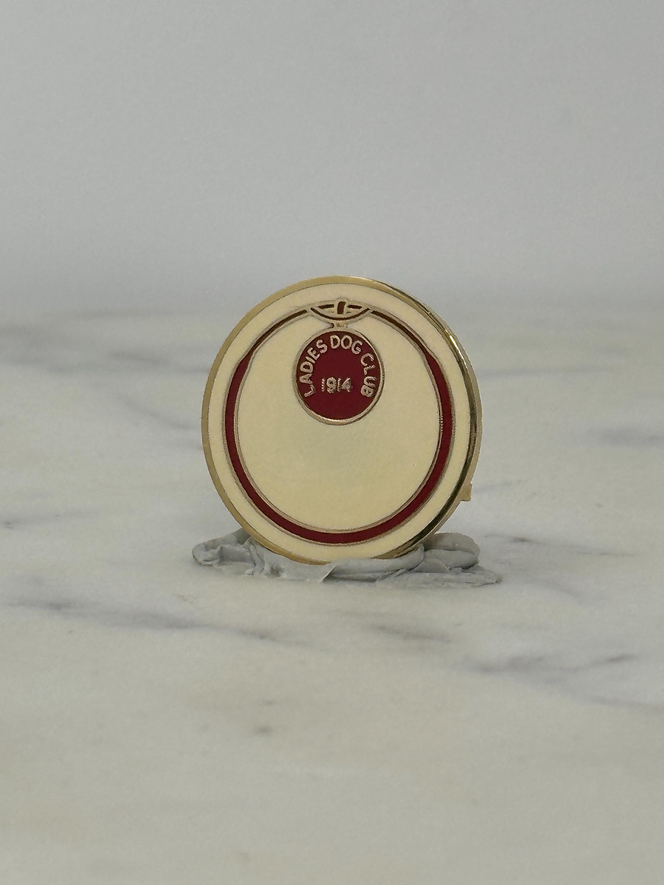 Ladies Dog Club Enamel Pin: Red Cream Gold - 1940s Club Accessory