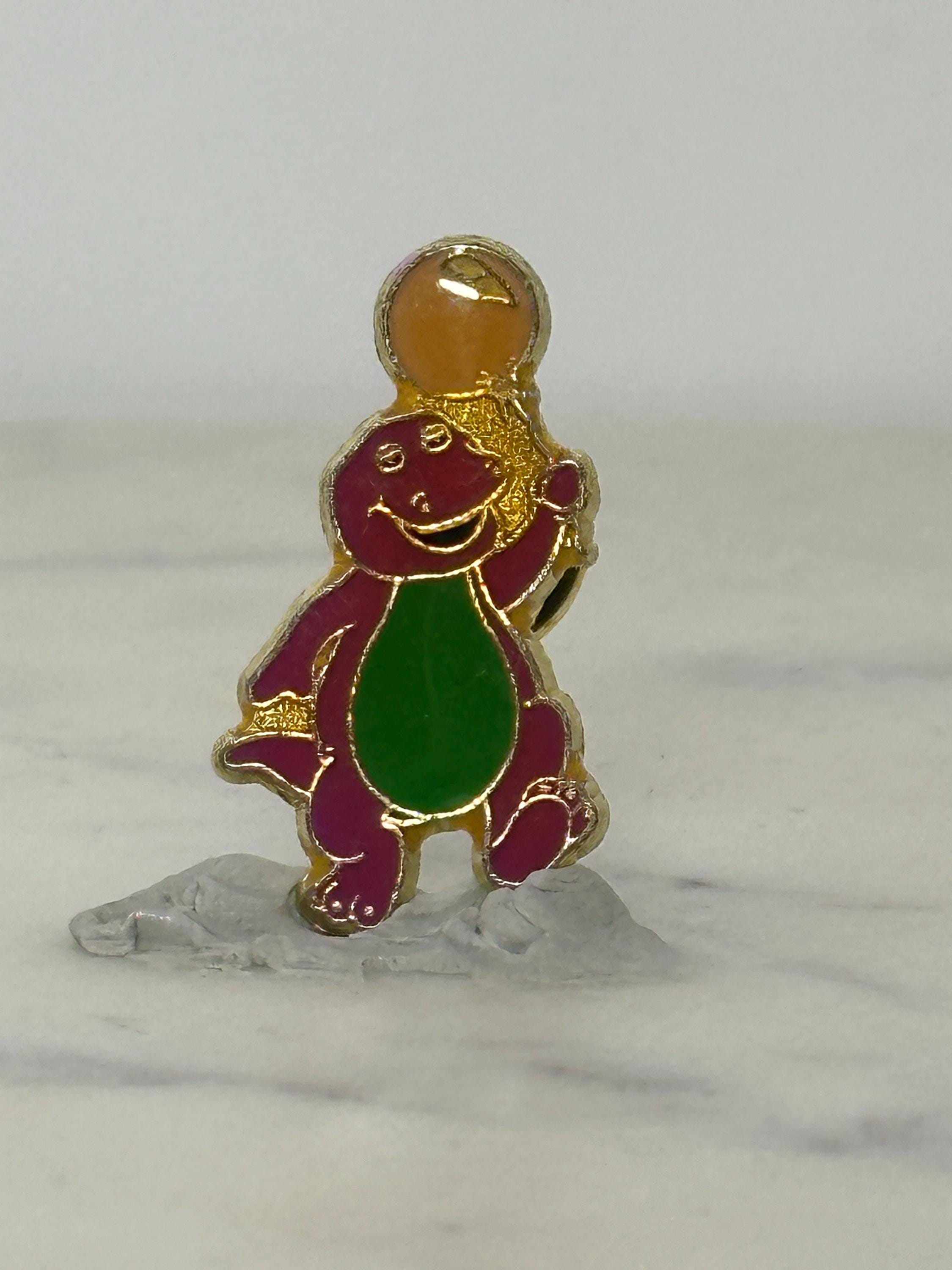 Barney Dinosaur Enamel Pin: Purple Green Gold - 1990s Nostalgia Accessory