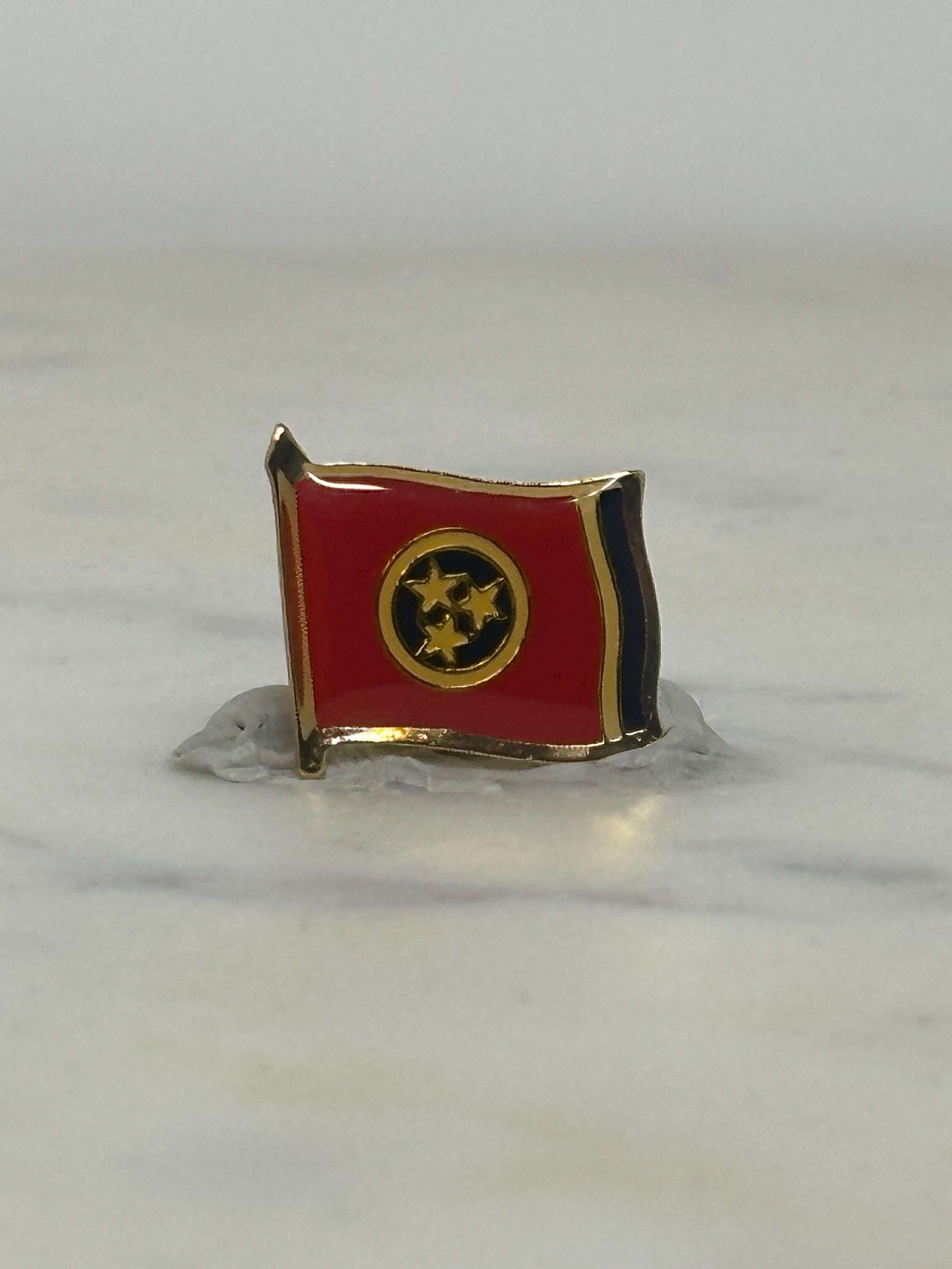 Tennessee State Flag Pin: Red Enamel Gold Trim - Patriotic Souvenir Accessory