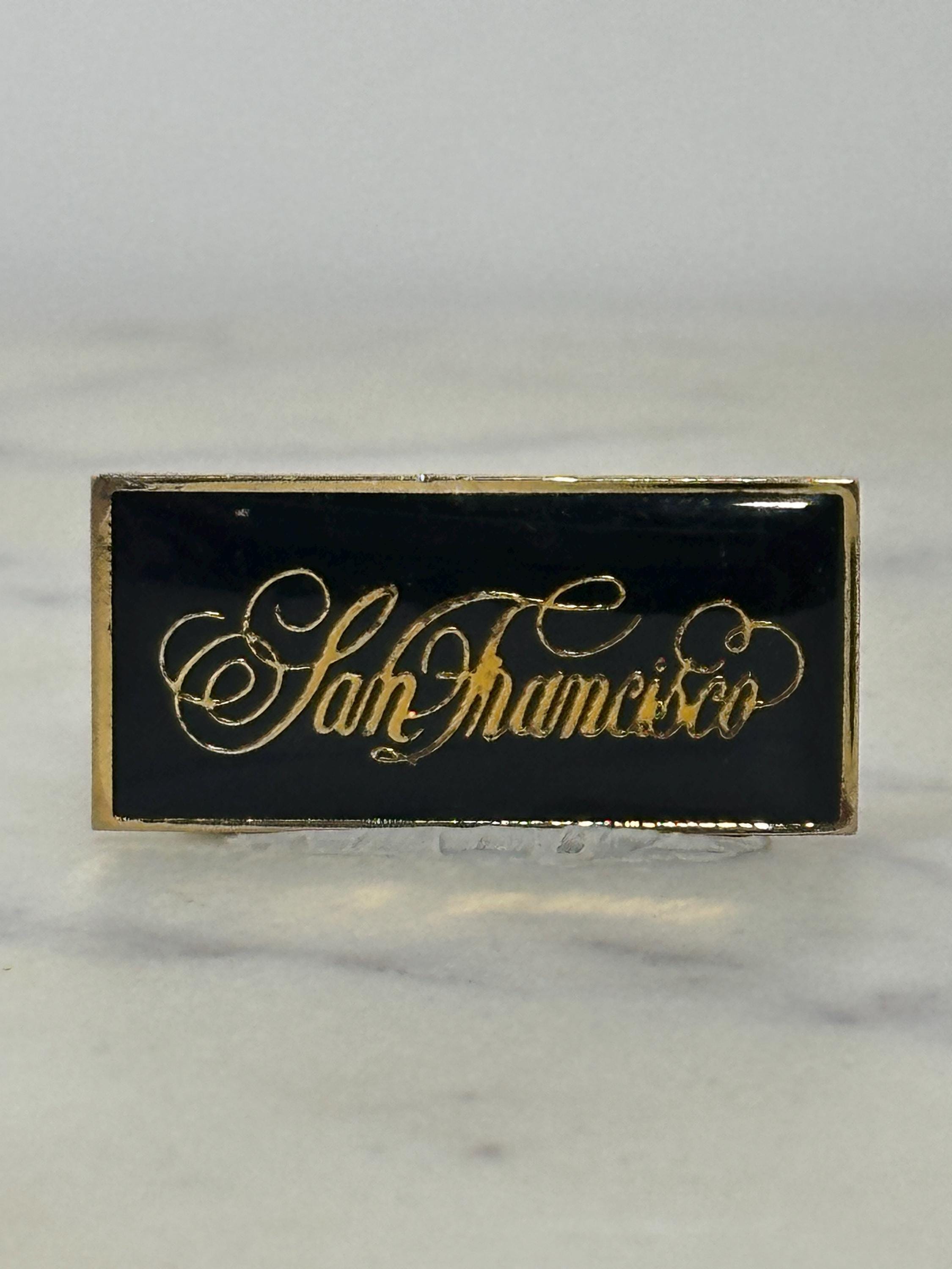 San Francisco Souvenir Pin: Black Gold Enamel - Vintage Travel Accessory