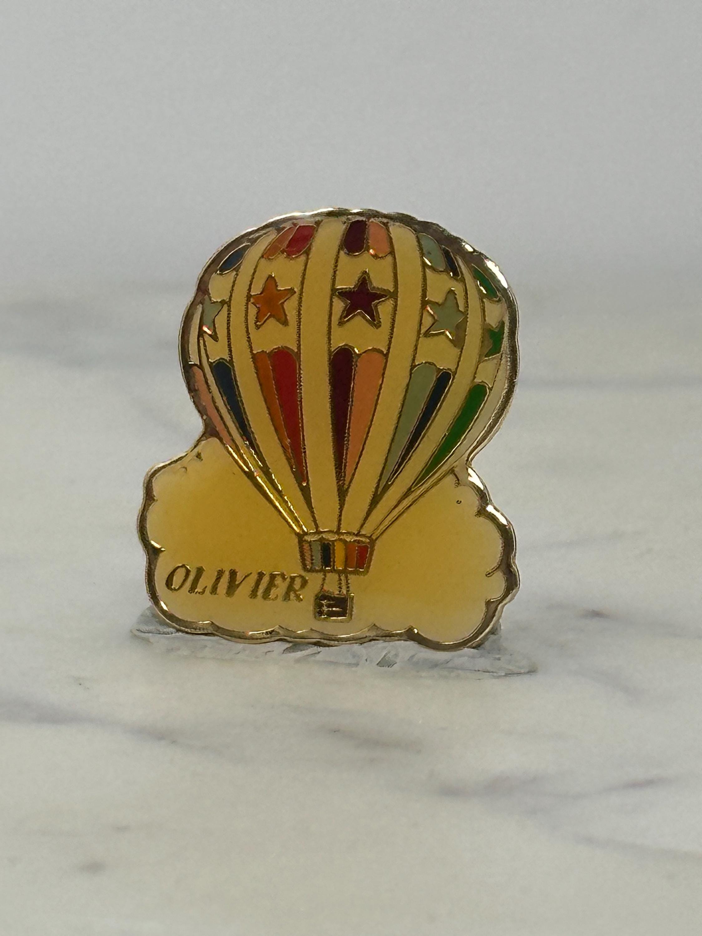 Hot Air Balloon Enamel Pin: Multicolor Gold Finish - Retro Travel Accessory