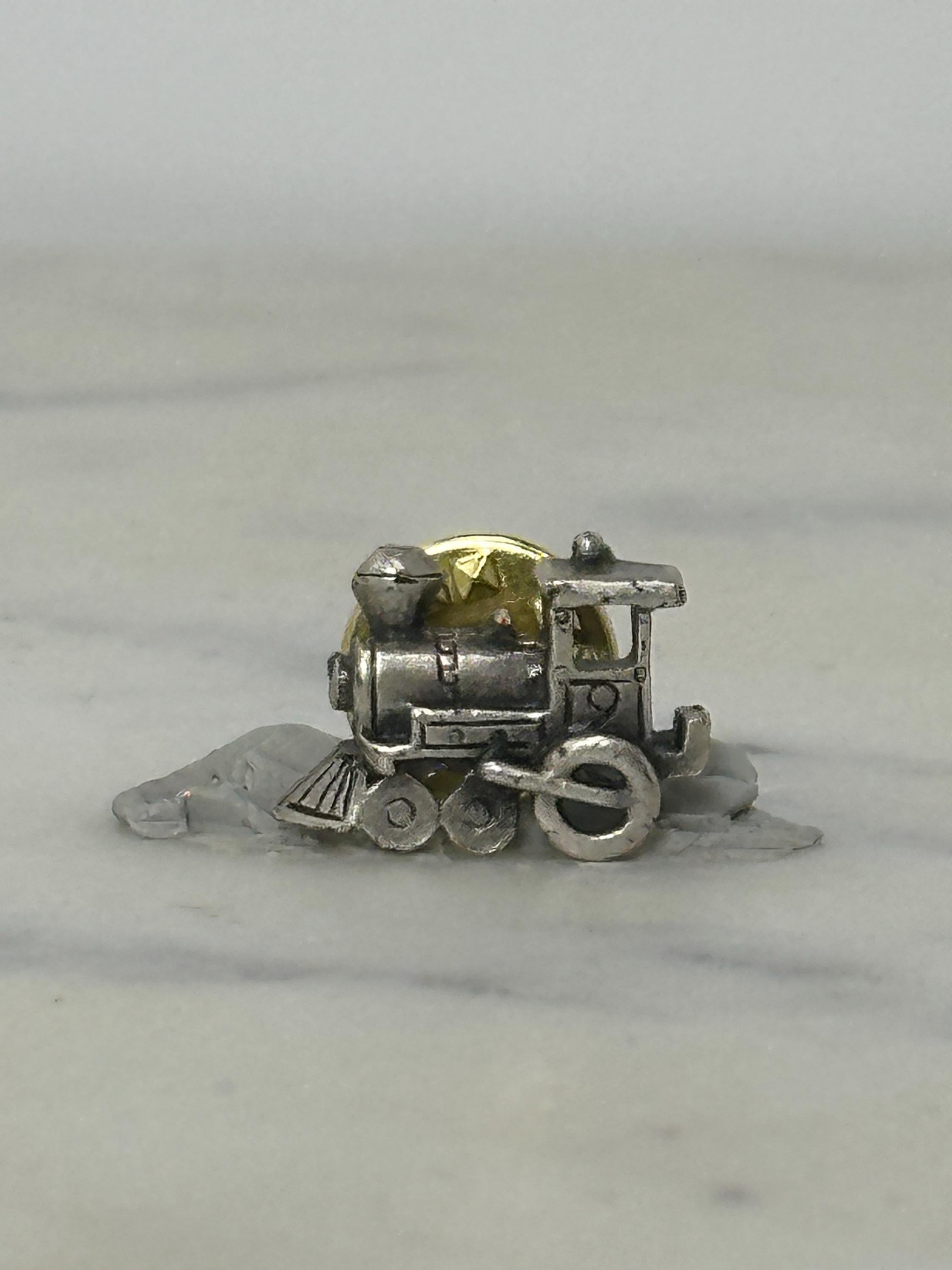 Vintage Train Engine Pin: Silver Tone Metal - Railroad Collectible Accessory