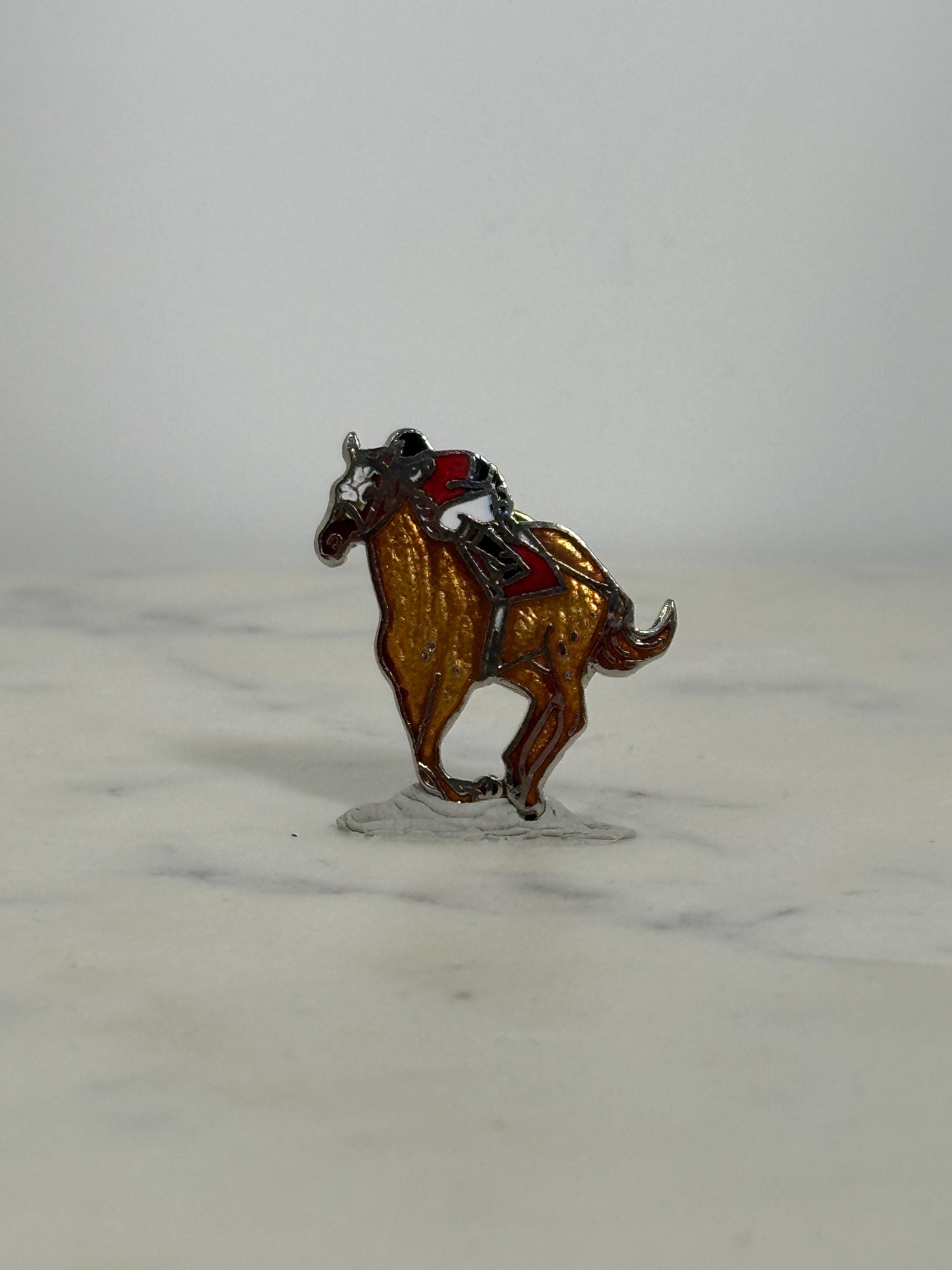 Horse Racing Enamel Pin: Gold Tone Jockey Design - Vintage Sports Accessory
