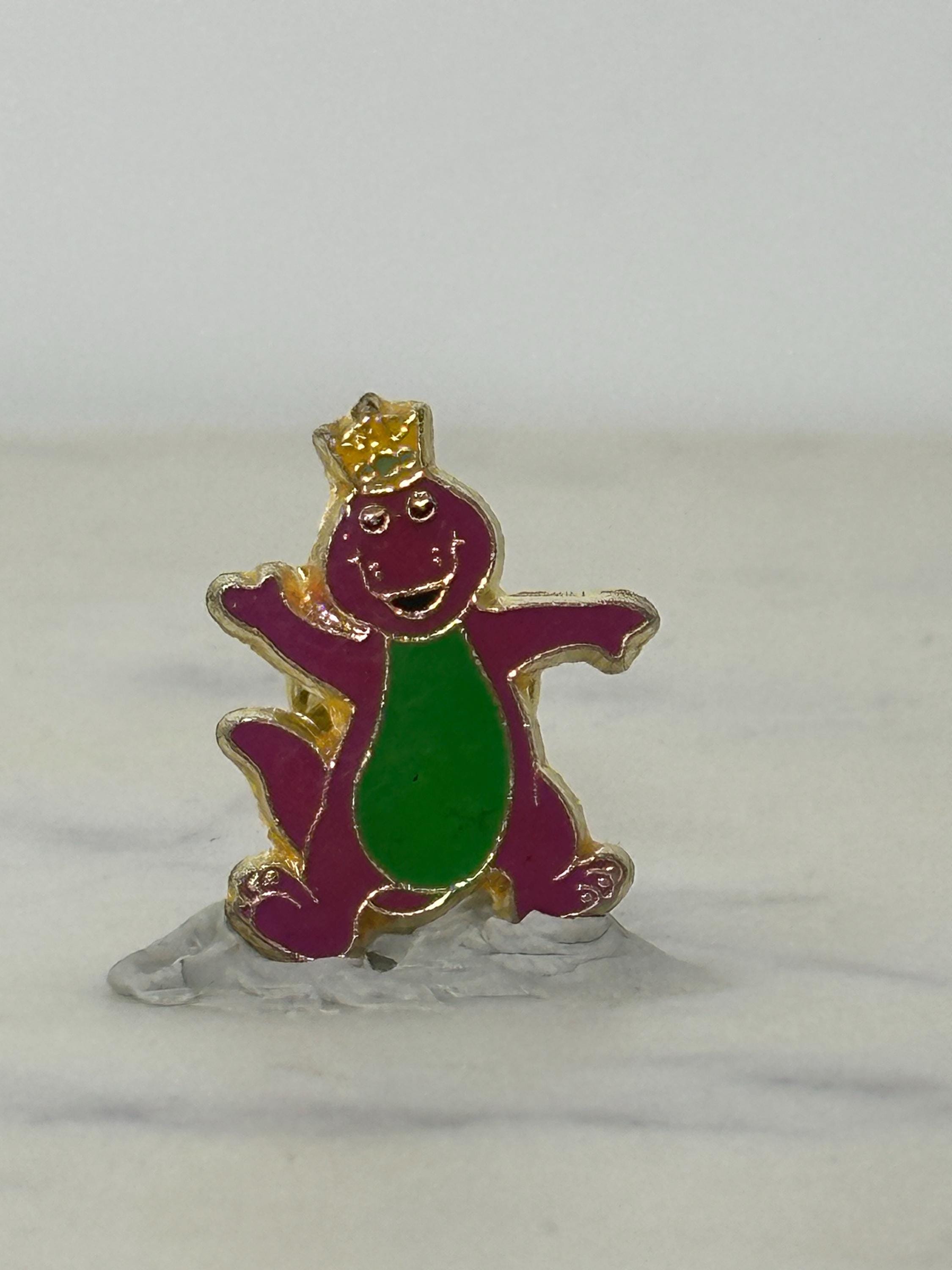 Barney Dinosaur Enamel Pin: Purple Green Gold - 90s Nostalgia Accessory