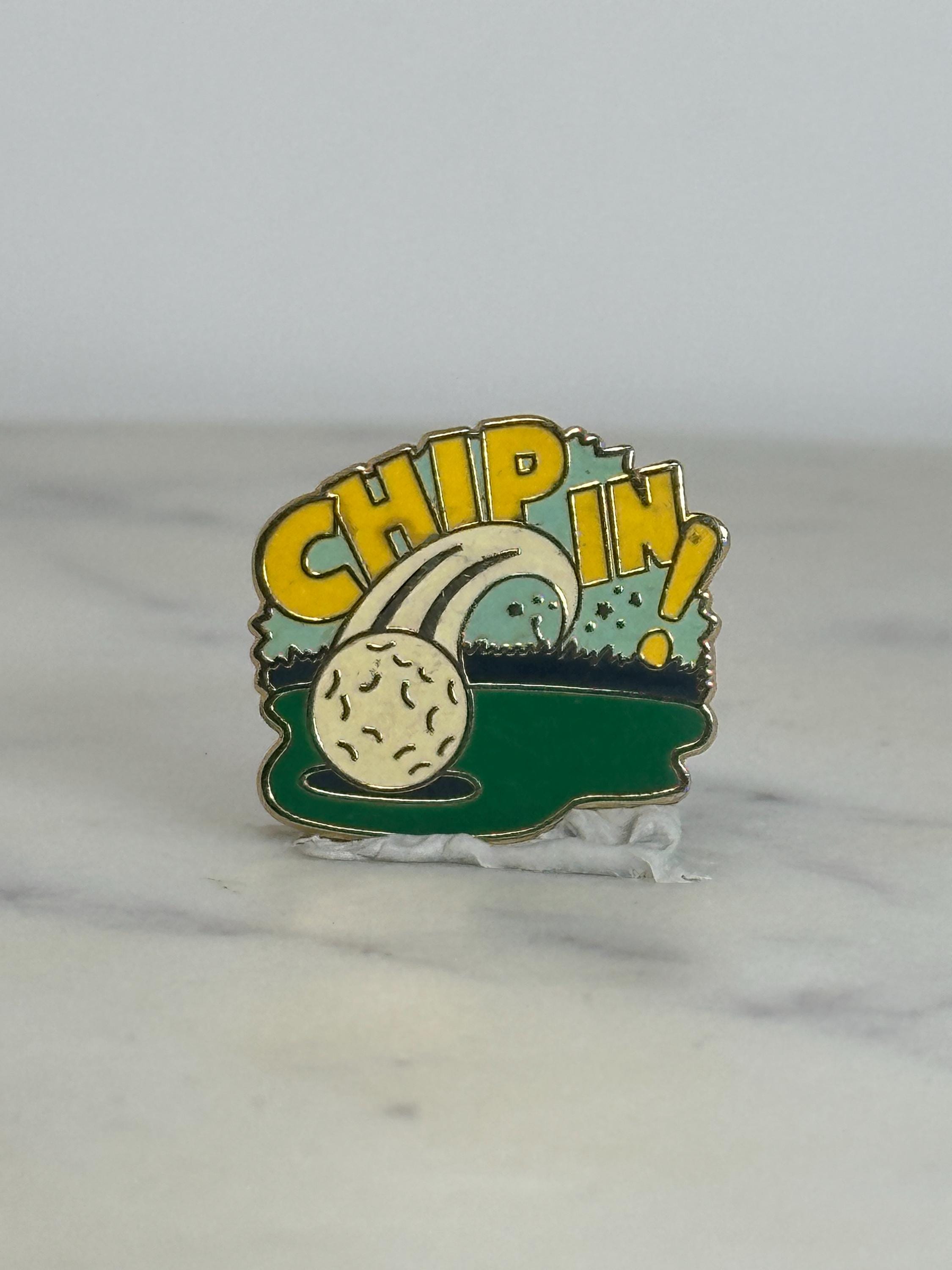 Golf "Chip In!" Enamel Pin: Cartoon Style - Retro Sports Accessory