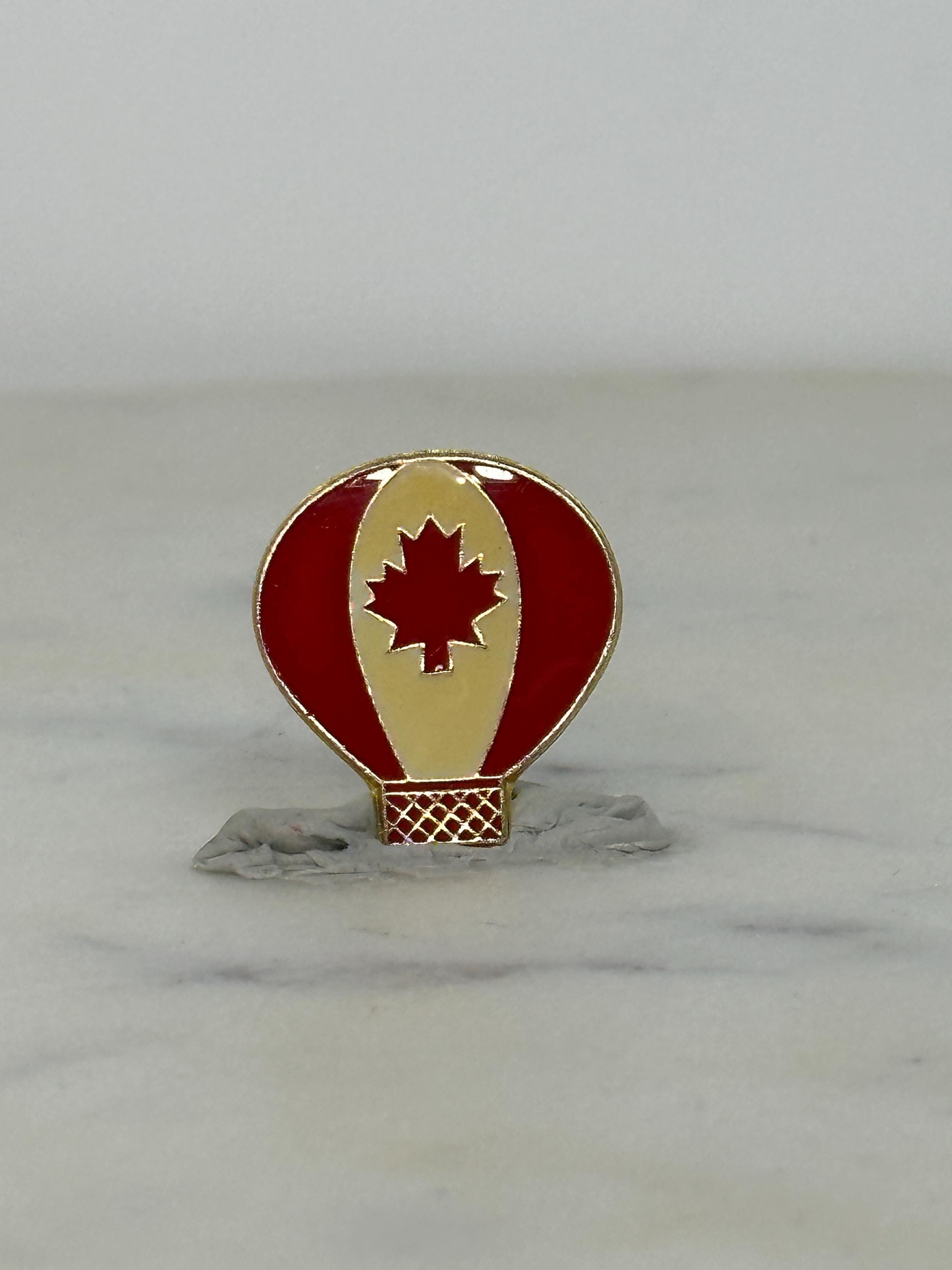 Canada Hot Air Balloon Pin: Red Gold Enamel - Travel Souvenir Accessory