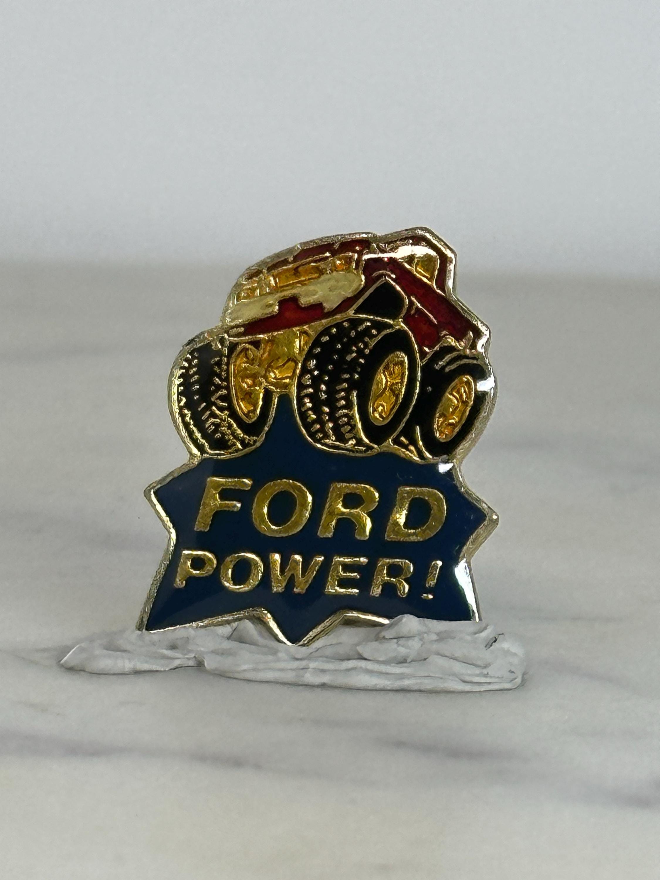 Ford Monster Truck Pin: Red Gold Enamel - 90s Auto Accessory