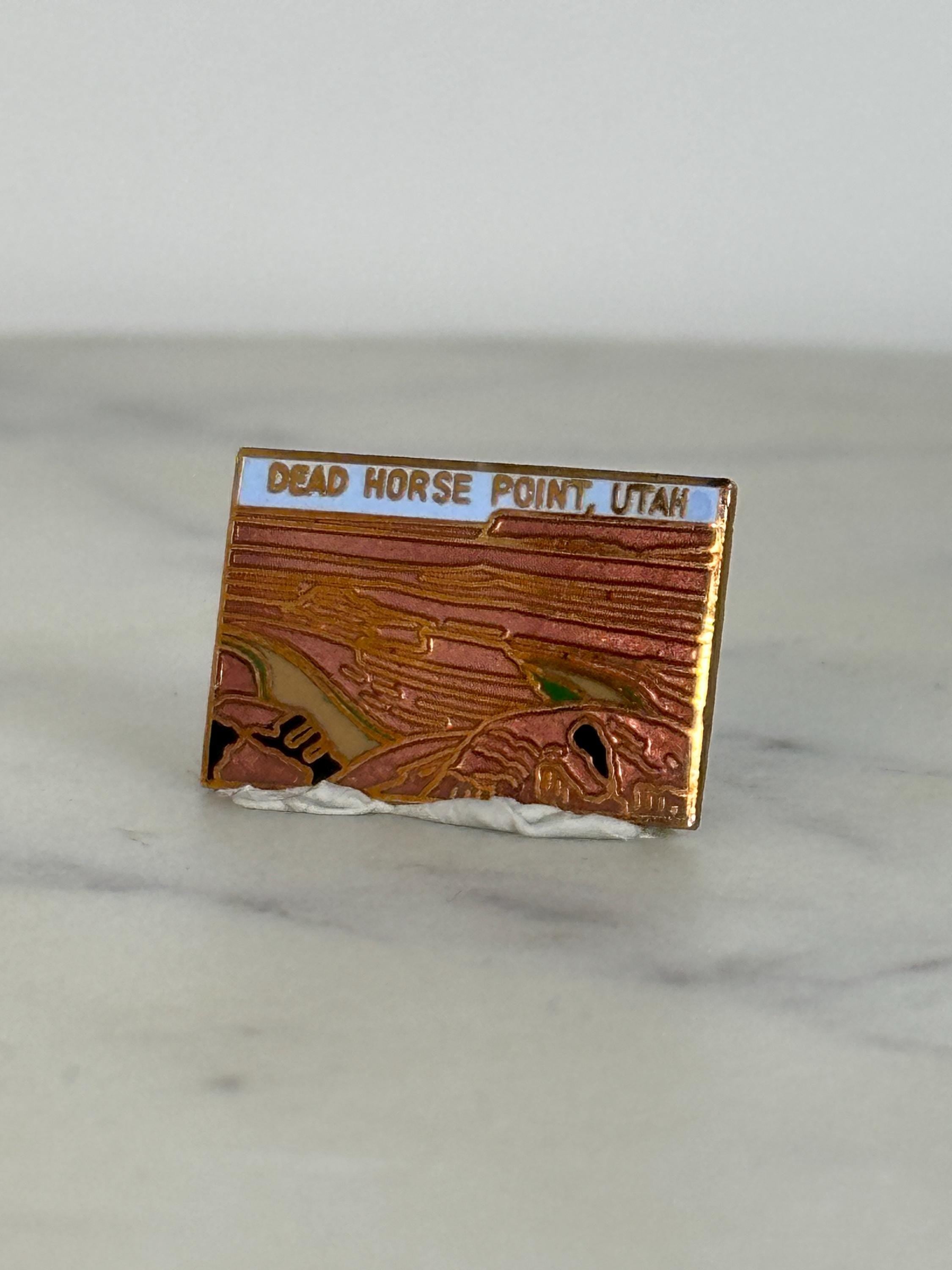Dead Horse Point Utah Souvenir Pin: Copper Tone Enamel - Vintage Travel Accessory