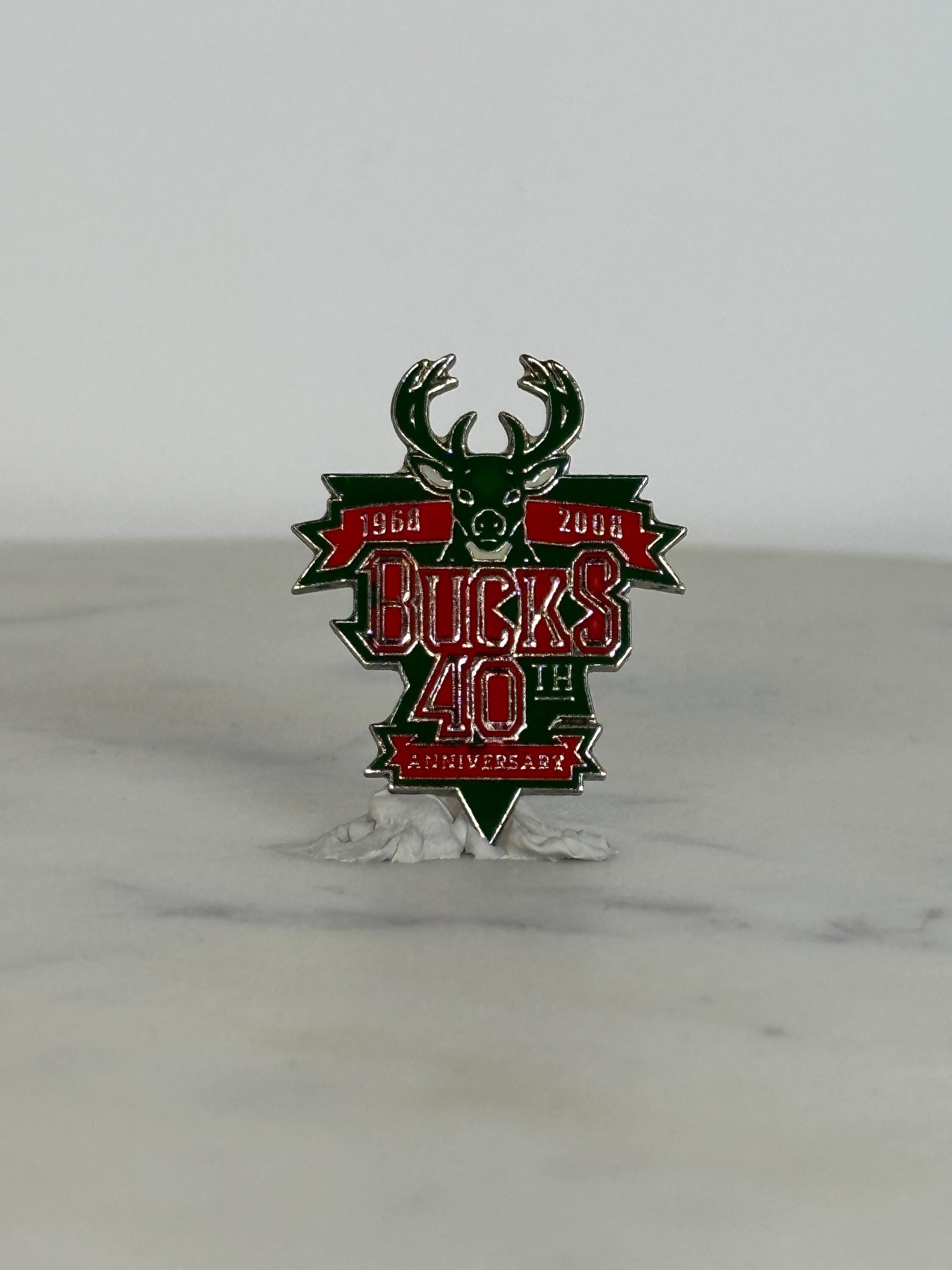 Milwaukee Bucks Enamel Pin: Red Green Silver - 40th Anniversary Accessory