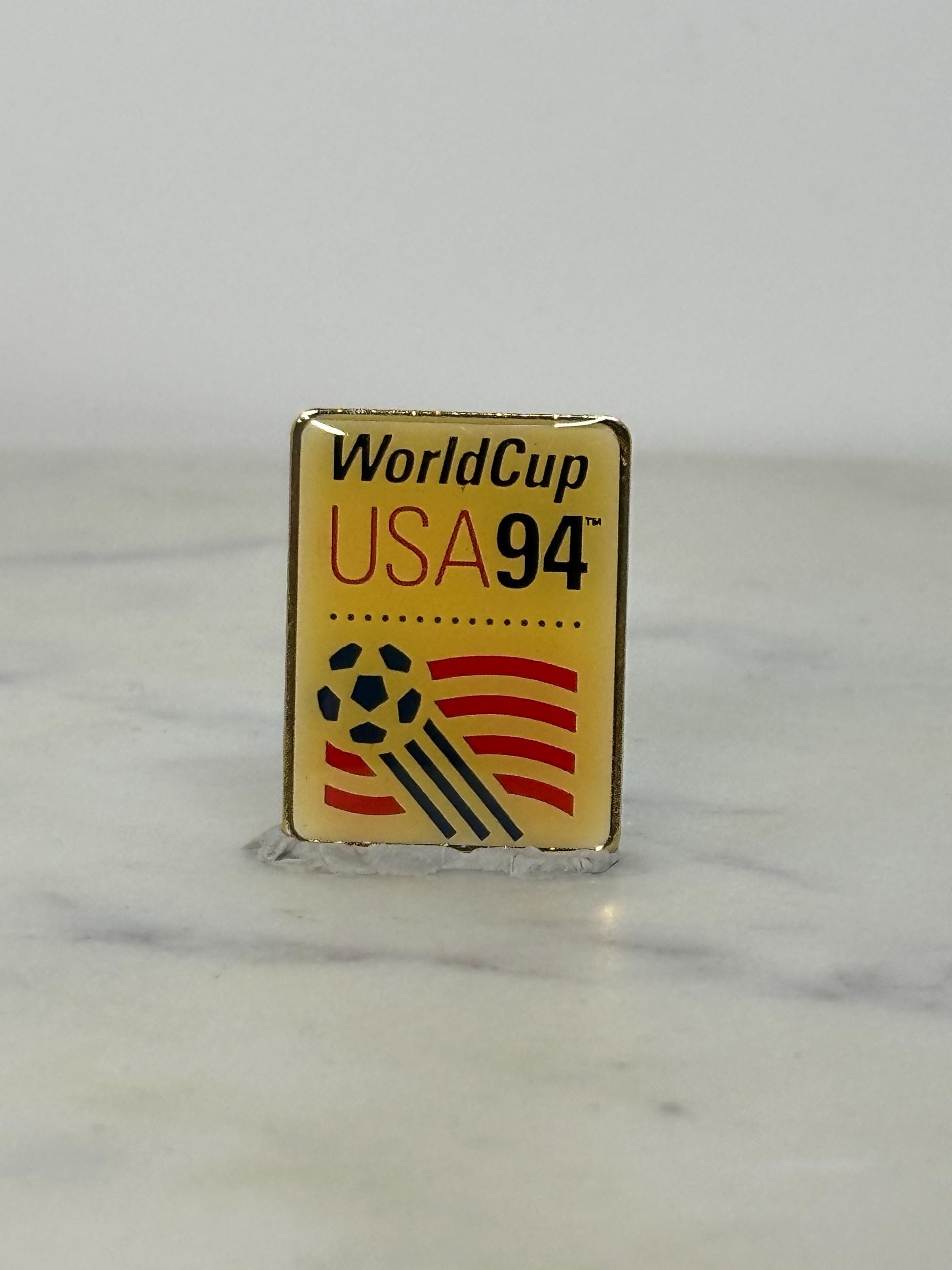World Cup USA 94 Enamel Pin: Gold Red Navy - Soccer Collectible Accessory
