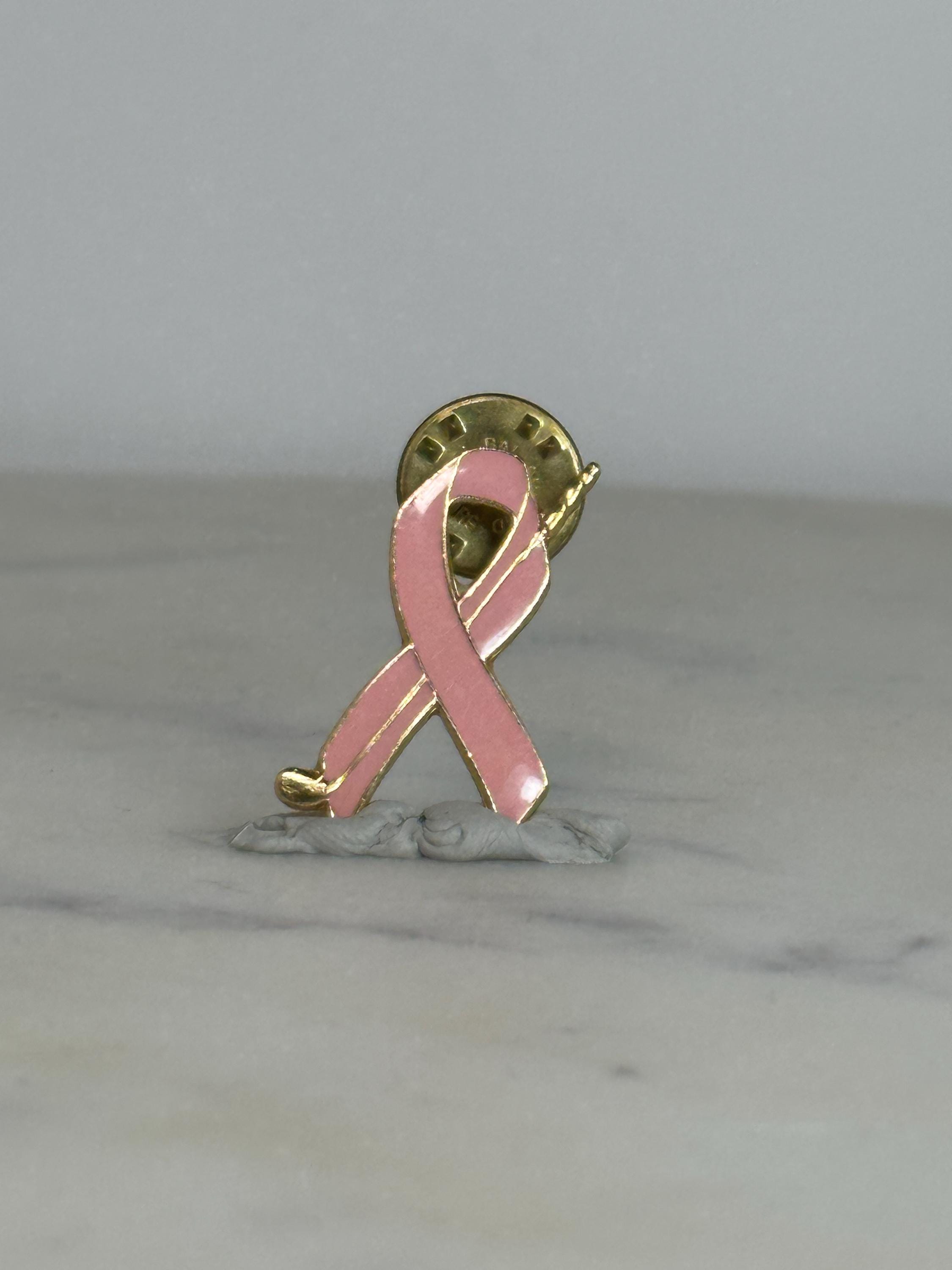 Breast Cancer Golf Awareness Pin: Pink Enamel Gold Trim - Support Ribbon Accessory