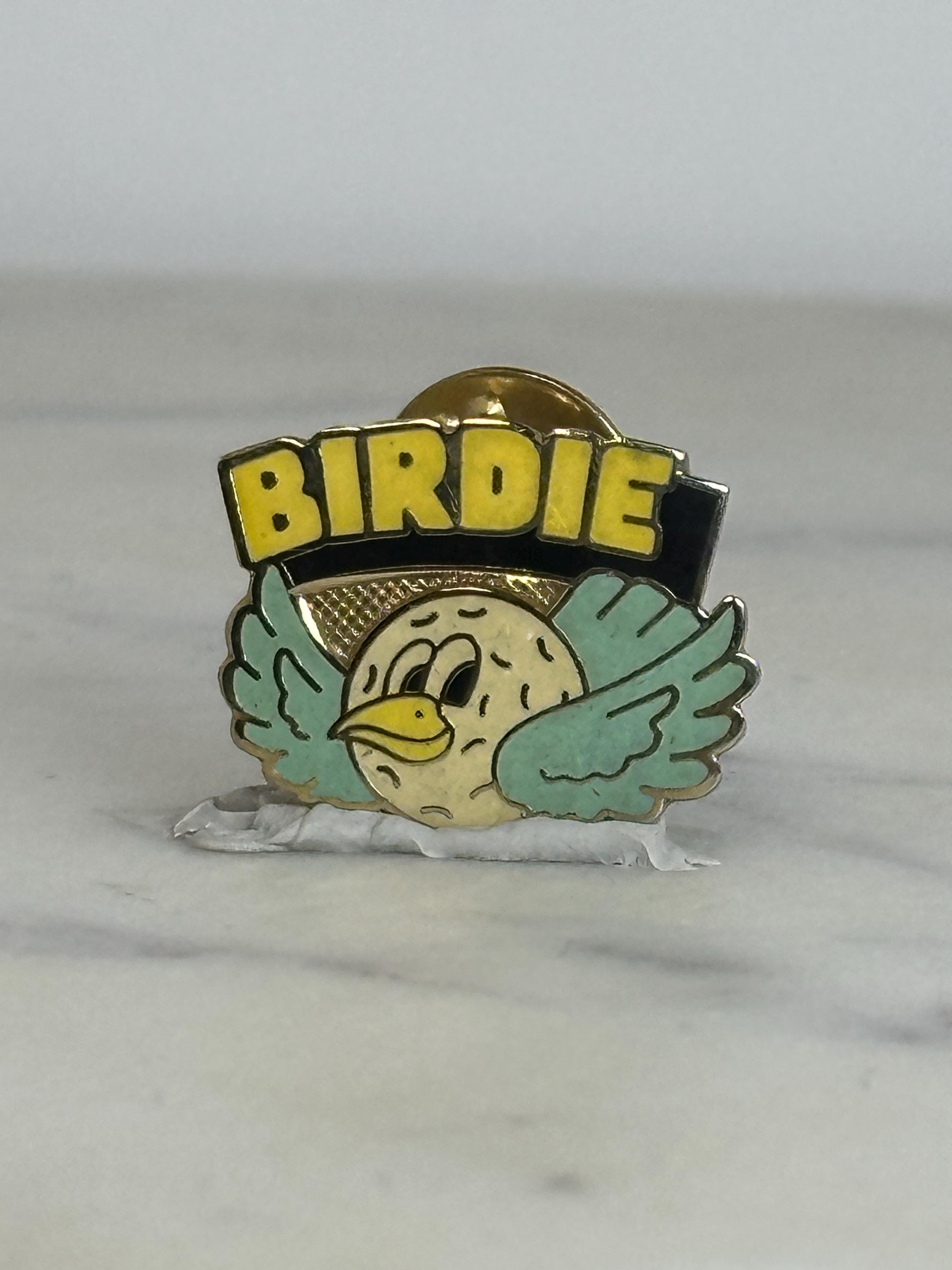 Golf Birdie Enamel Pin: Yellow & Teal Cloisonné - Retro Sports Accessory