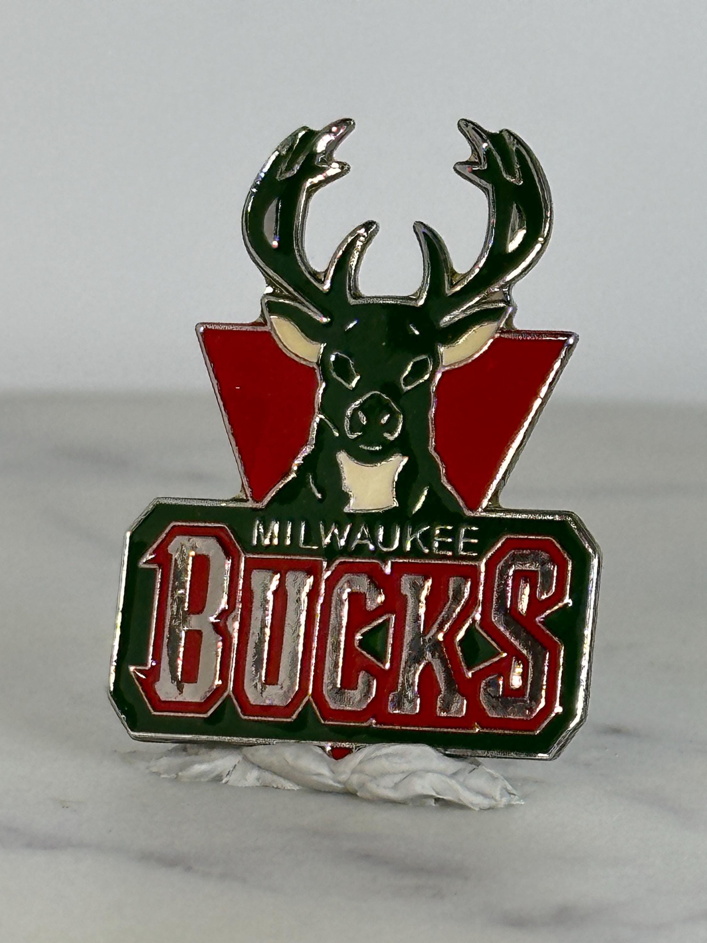 Milwaukee Bucks Enamel Pin: Green Red Silver - Vintage NBA Accessory