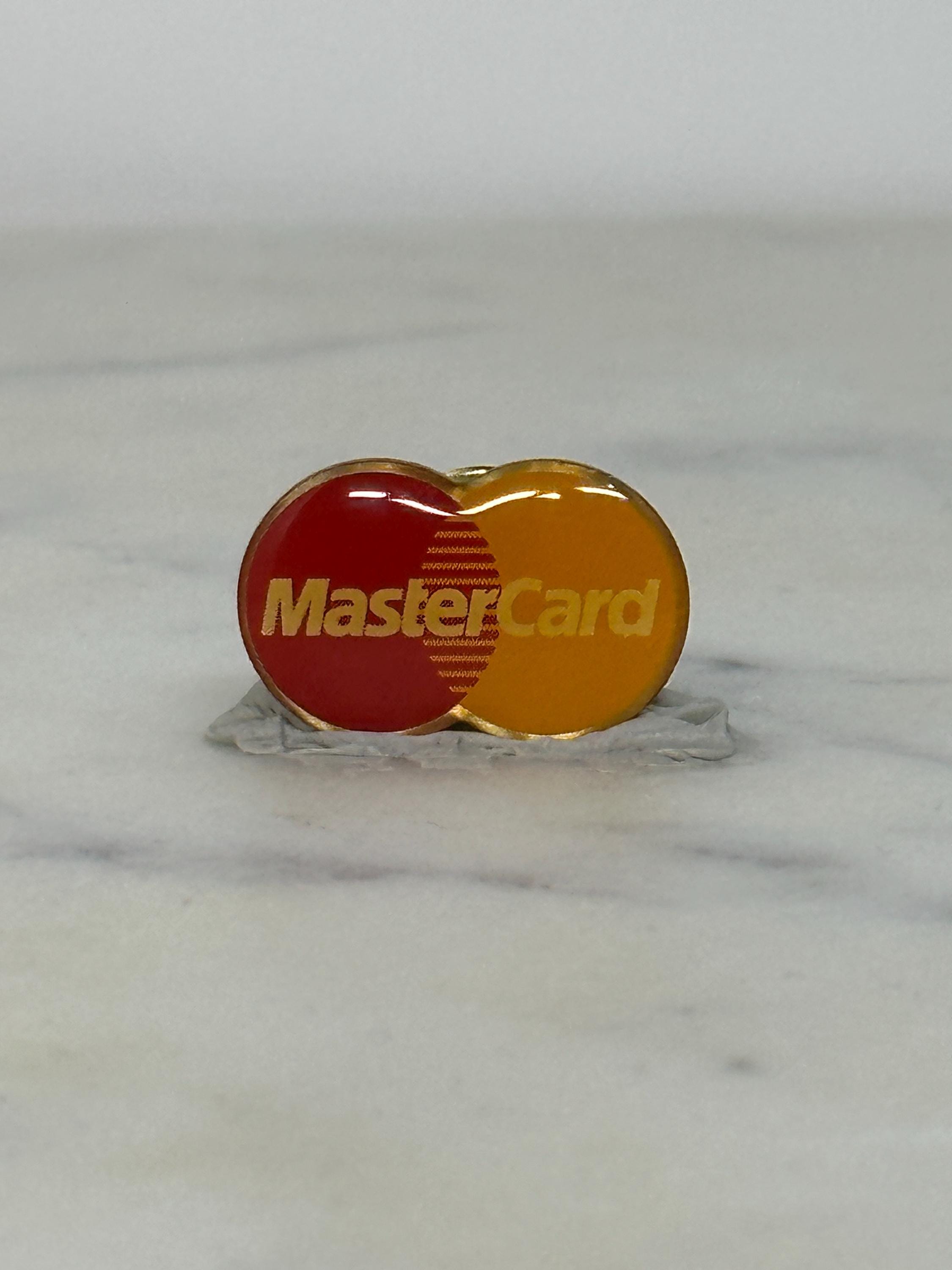 MasterCard Logo Enamel Pin: Red & Gold Finish - Retro Banking Accessory
