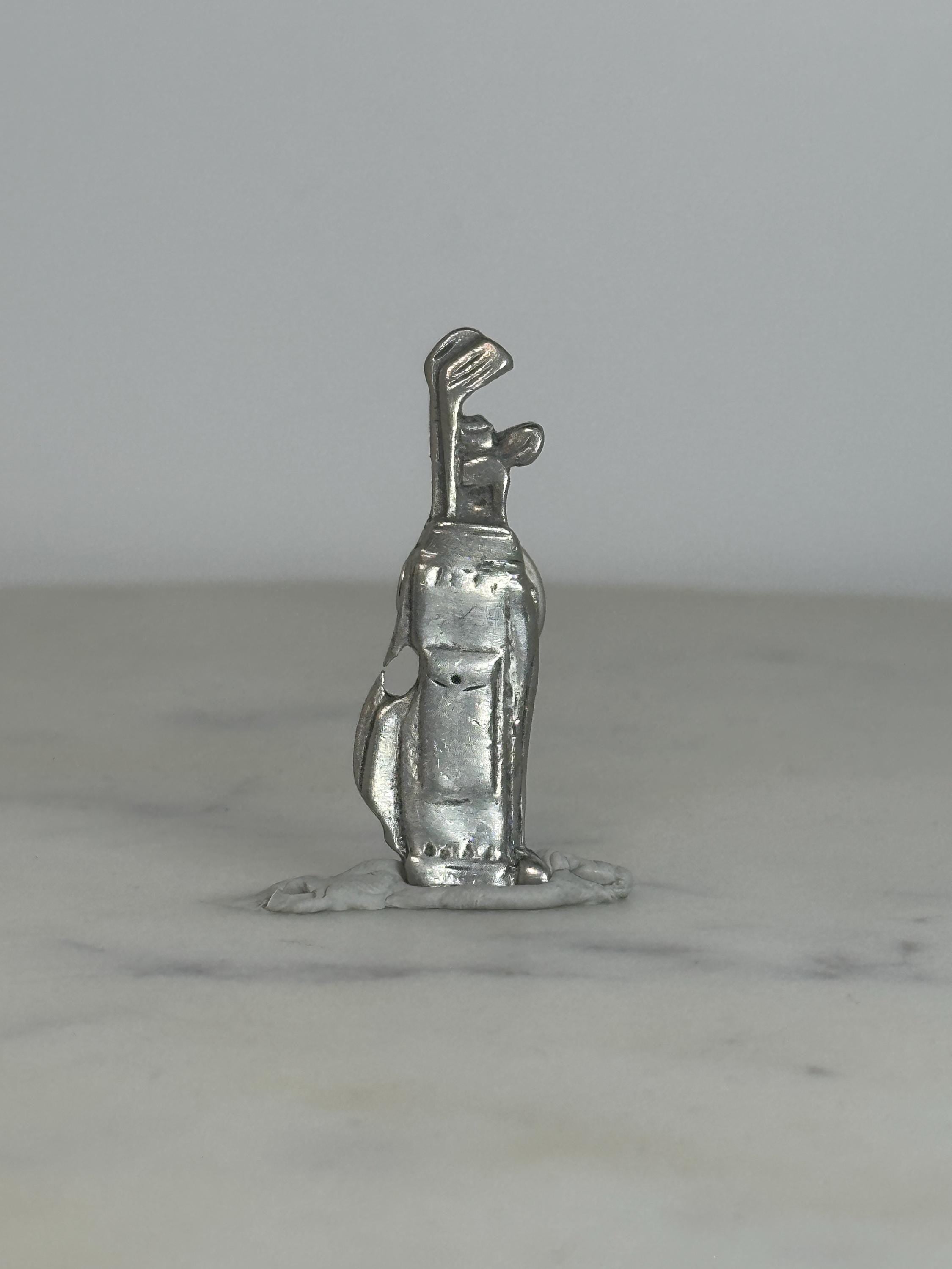 Golf Bag Lapel Pin: Silver Tone Metal - Vintage Sports Accessory