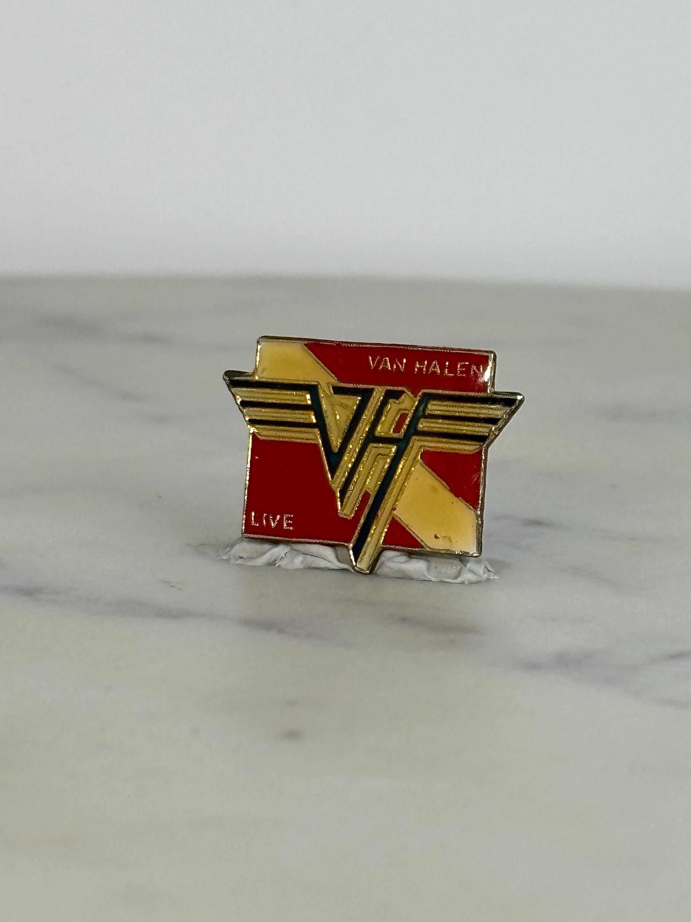 Van Halen Enamel Pin: Red & Gold Logo - 80s Rock Accessory