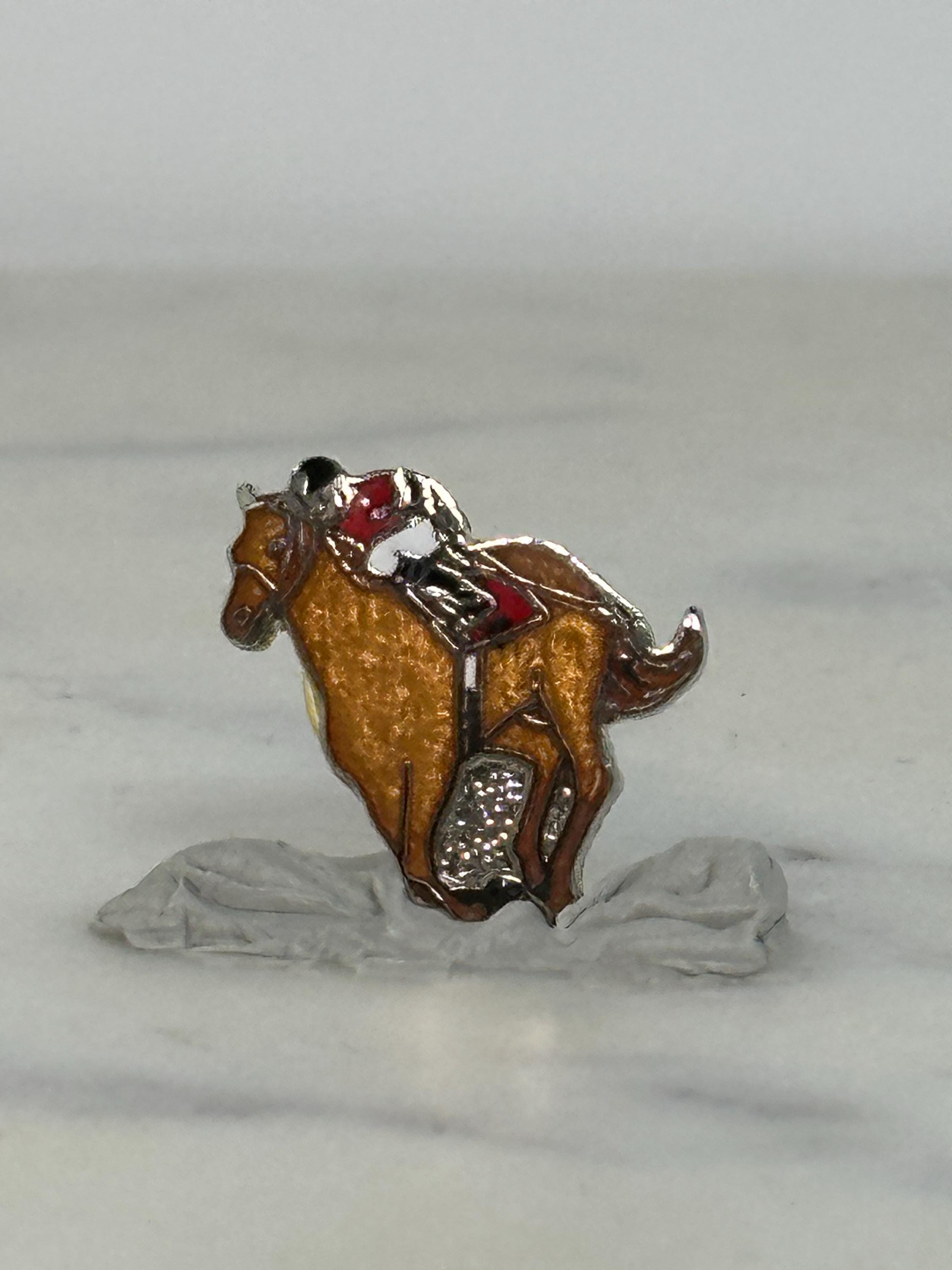 Jockey Horse Racing Enamel Pin: Metallic Finish - Vintage Sports Accessory