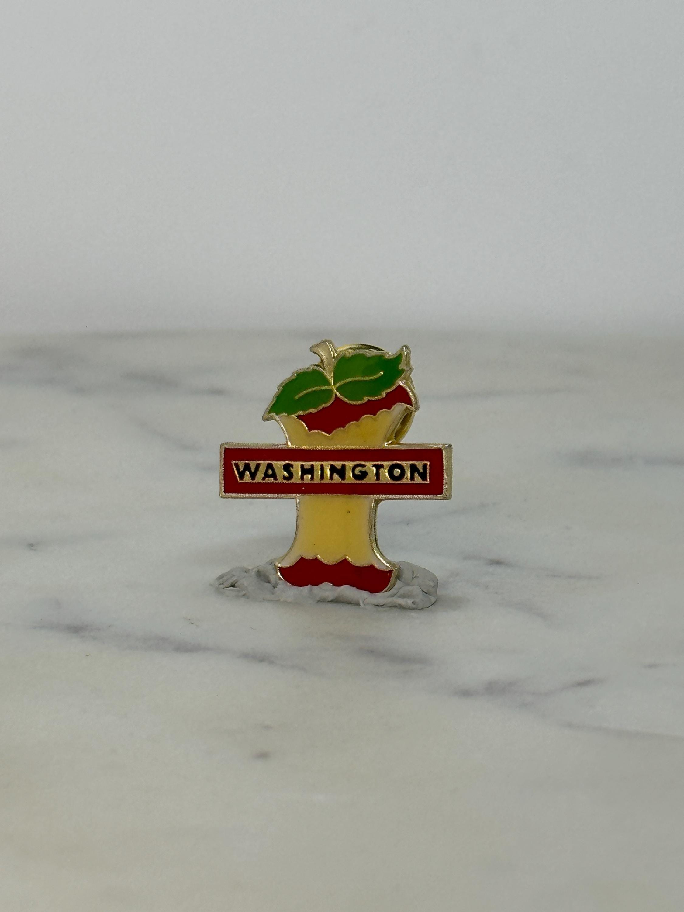 Washington Apple Core Pin: Red & Green Enamel - Vintage Souvenir Accessory