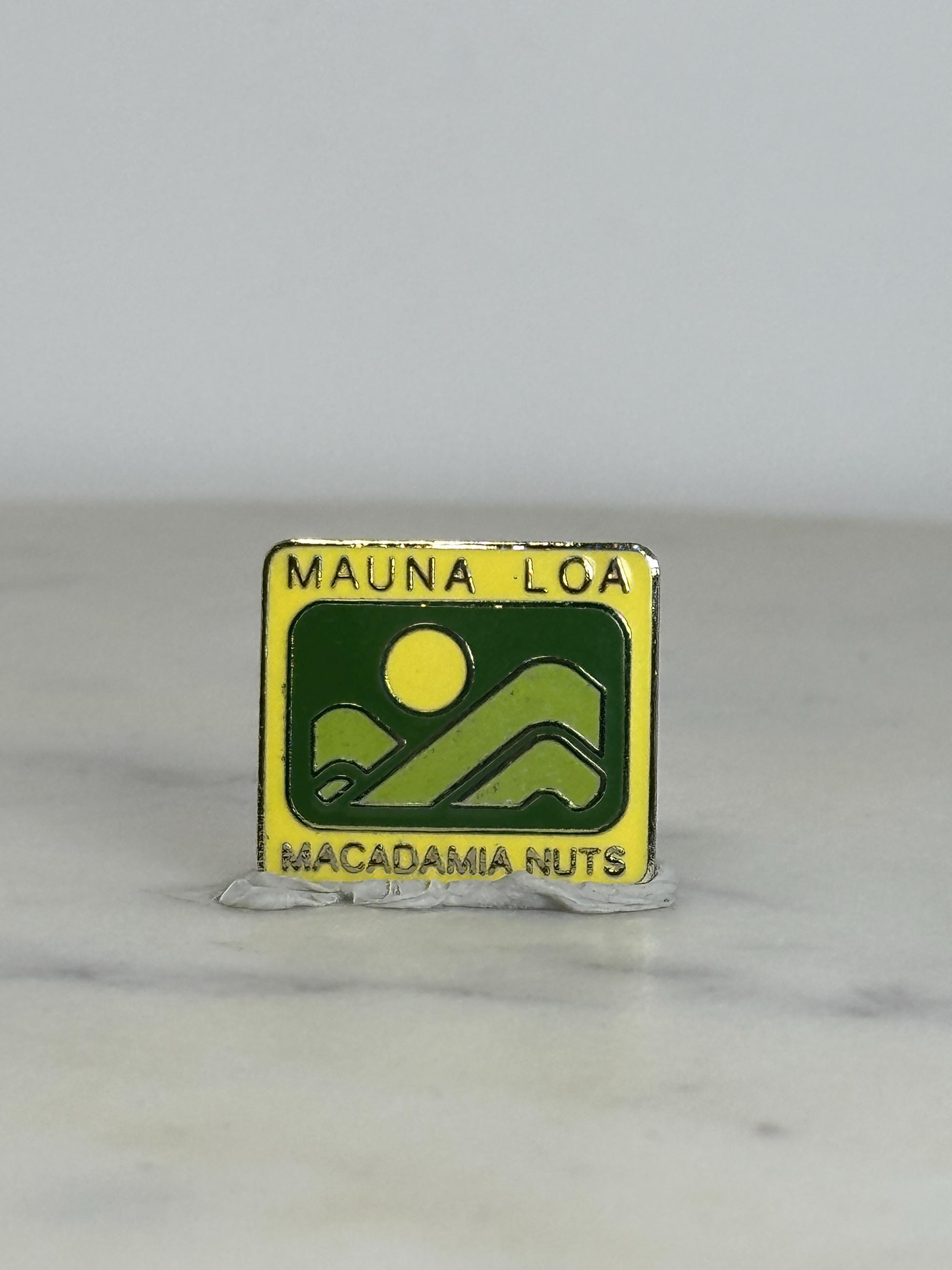 Mauna Loa Macadamia Nuts Pin: Green Yellow Enamel - Retro Foodie Accessory