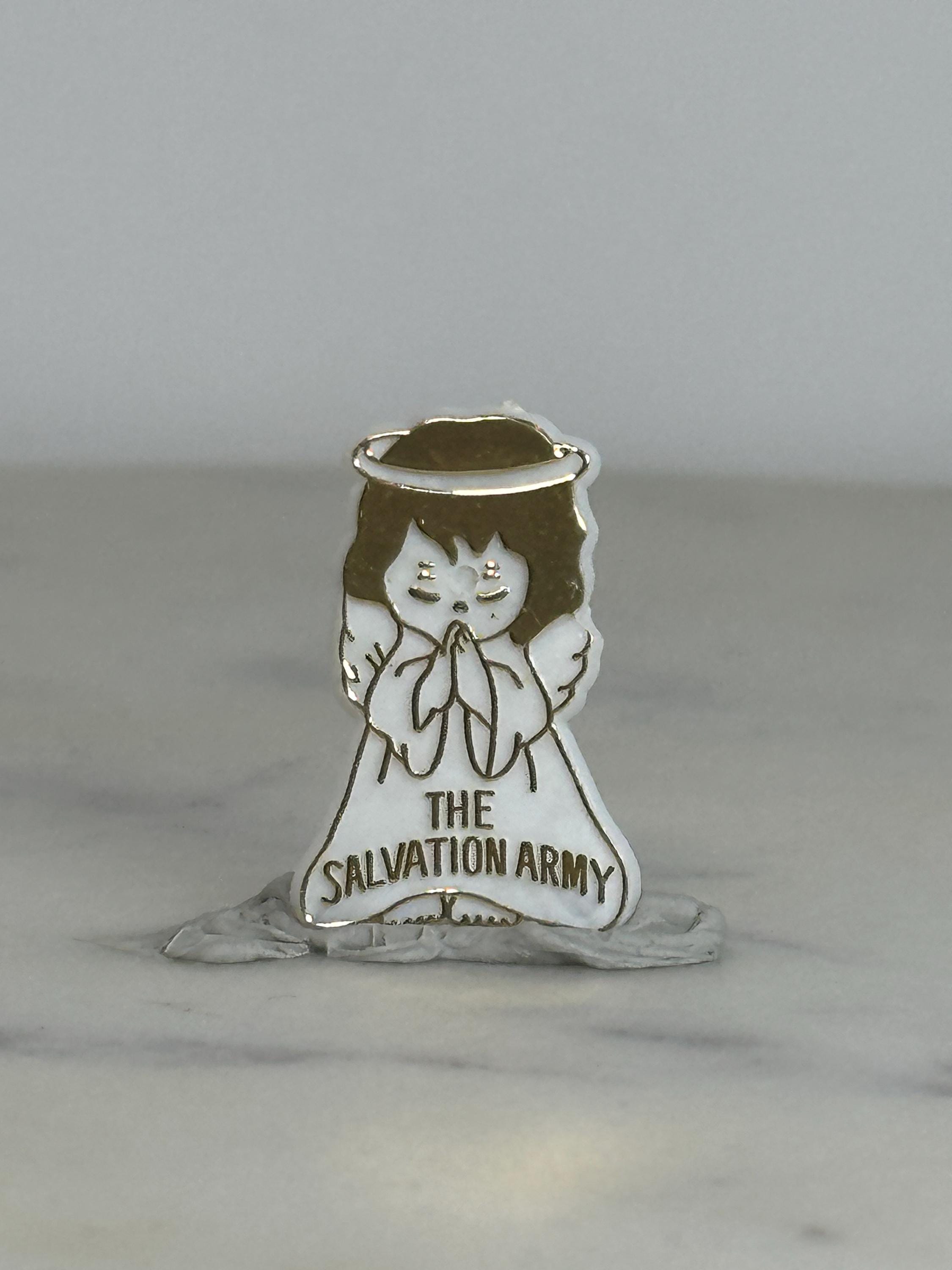 Salvation Army Angel Enamel Pin: White & Gold Cloisonné - Vintage Charity Accessory