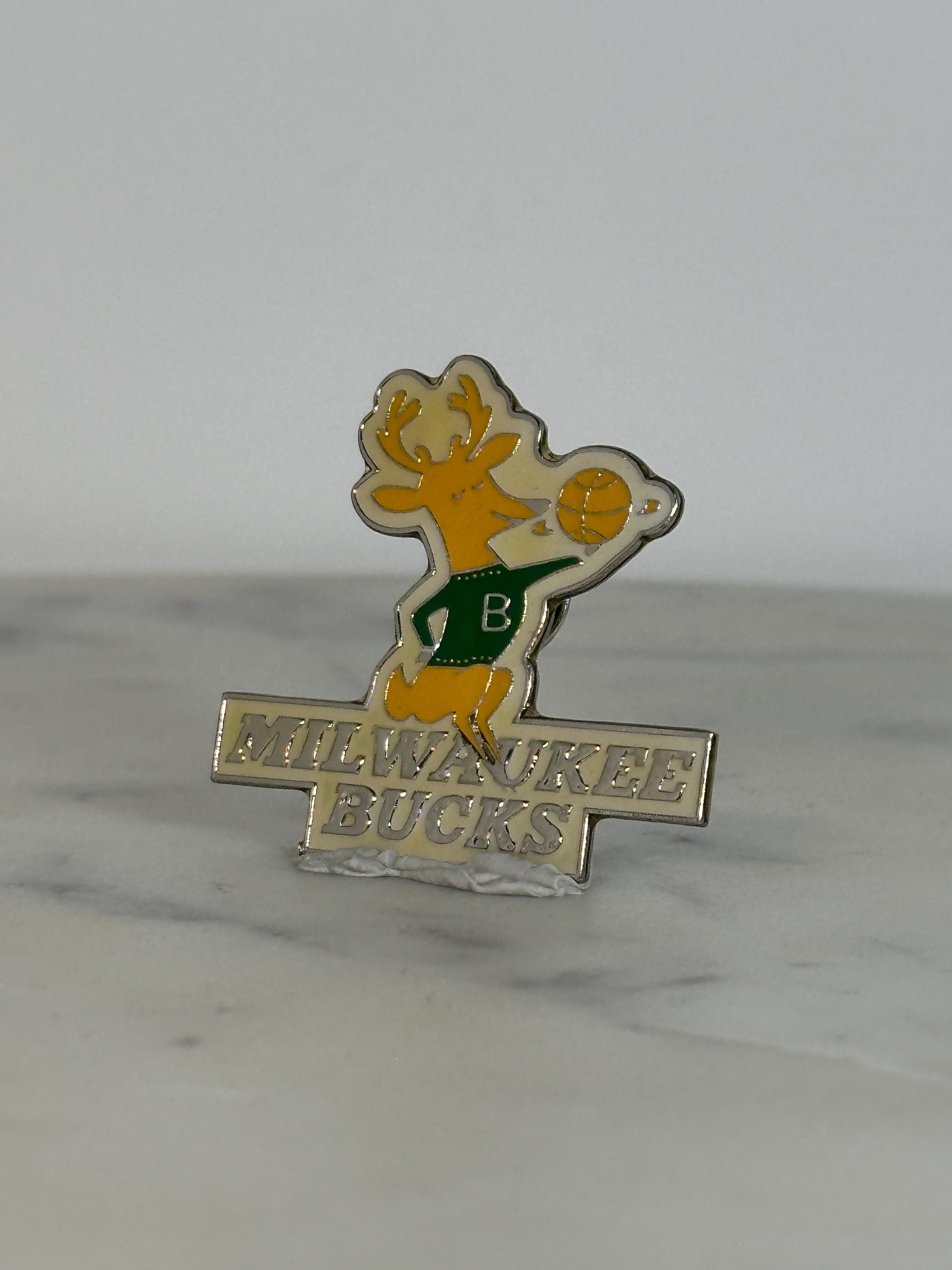 Milwaukee Bucks Enamel Pin: Retro Mascot Design - Vintage Sports Accessory