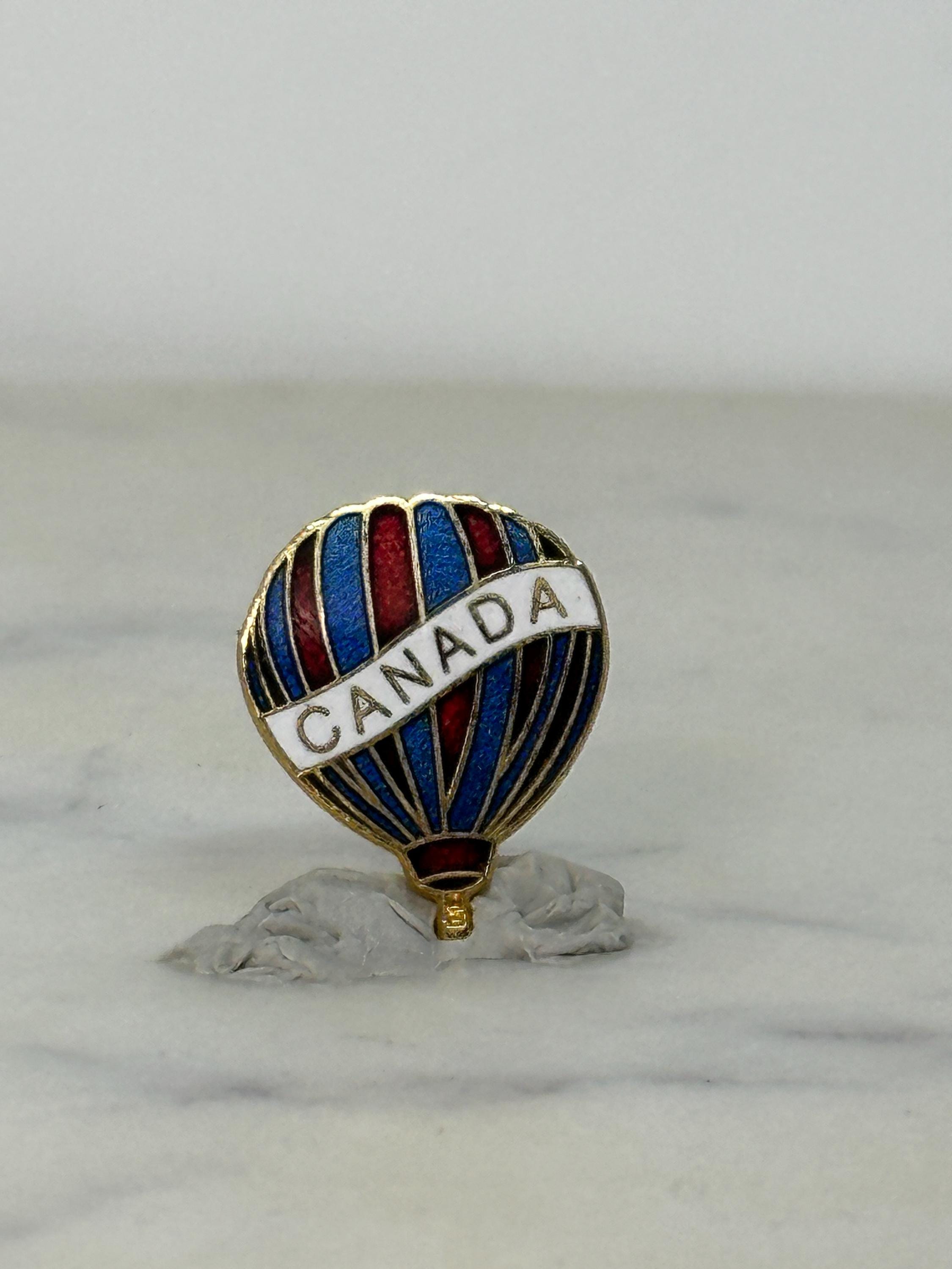 Canada Hot Air Balloon Pin: Red Blue Gold Enamel - Travel Souvenir Accessory