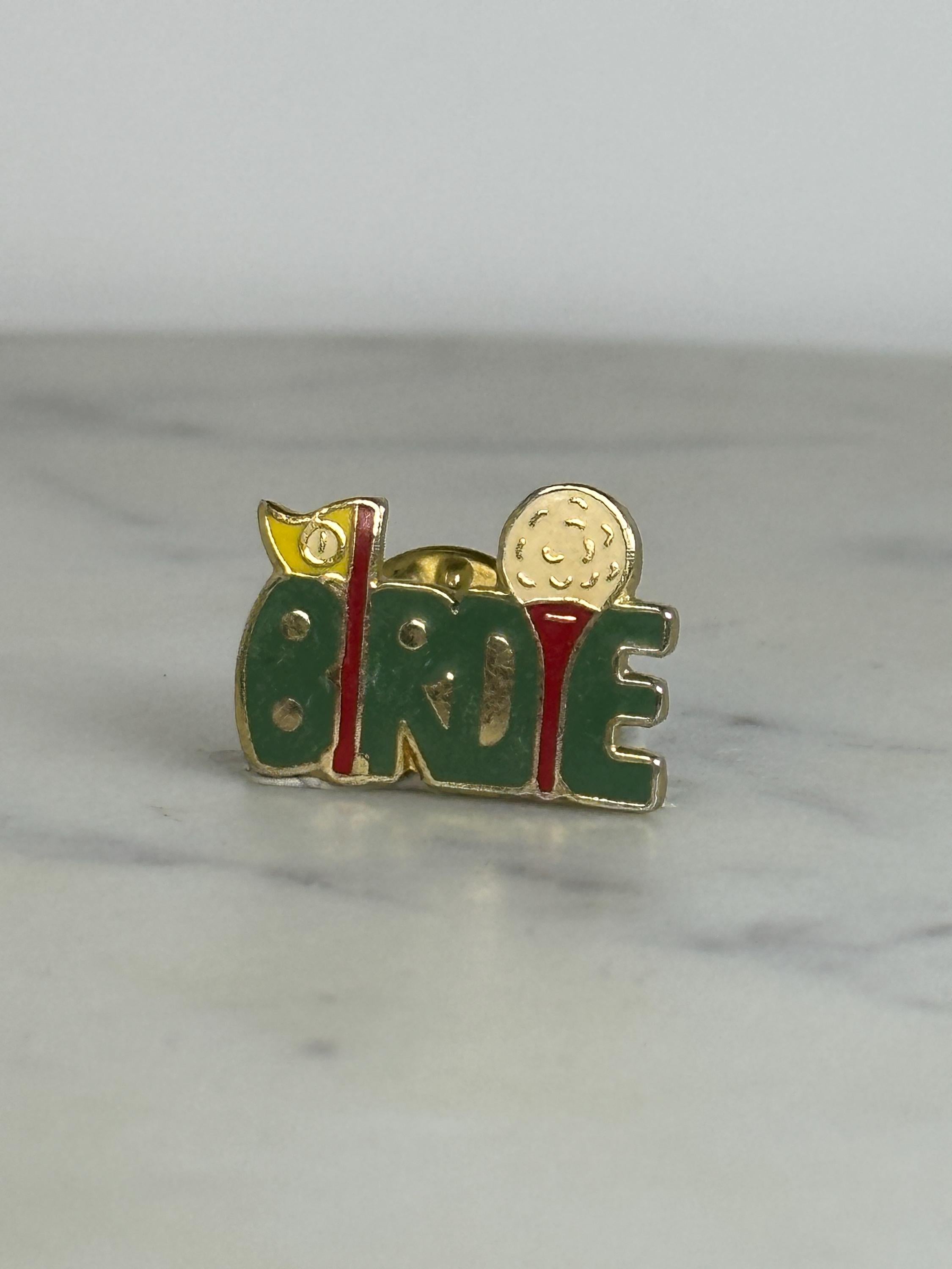 Birdie Golf Enamel Pin: Green Red Gold - Retro Sports Accessory
