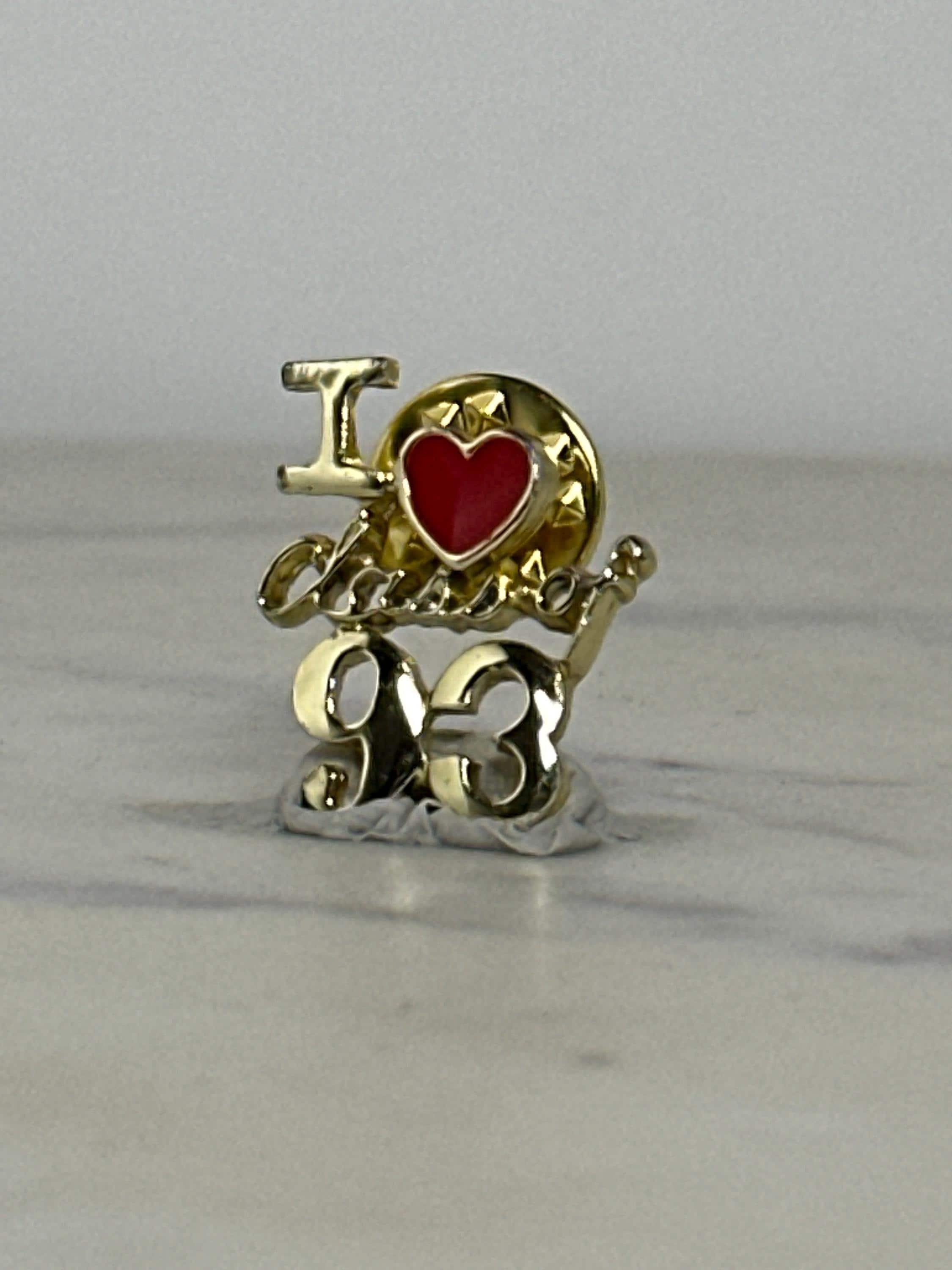 I Love Class of 93 Pin: Gold Red Heart - Graduation Accessory