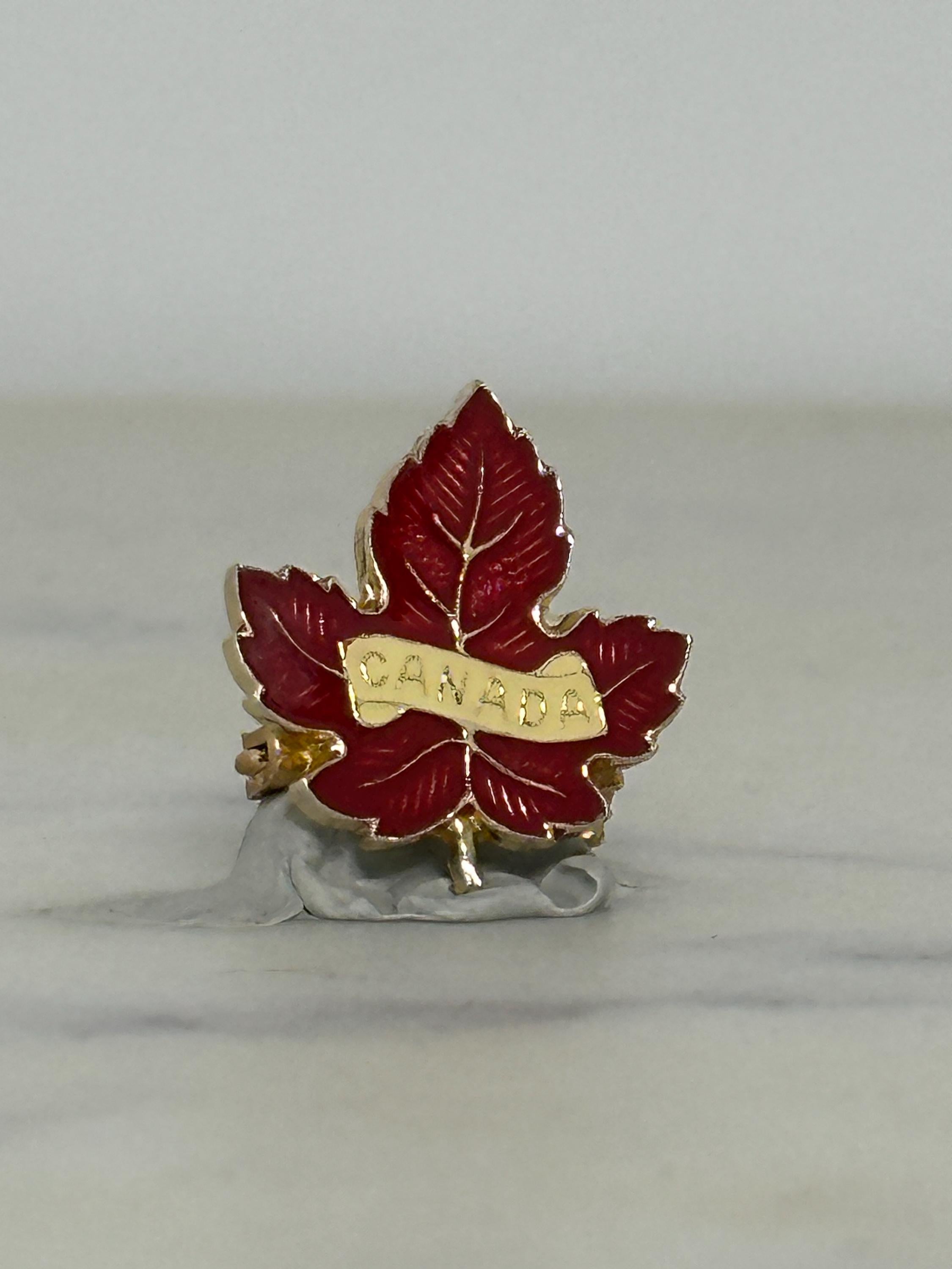 Canada Maple Leaf Enamel Pin: Red Gold Tone - Souvenir Collectible Accessory