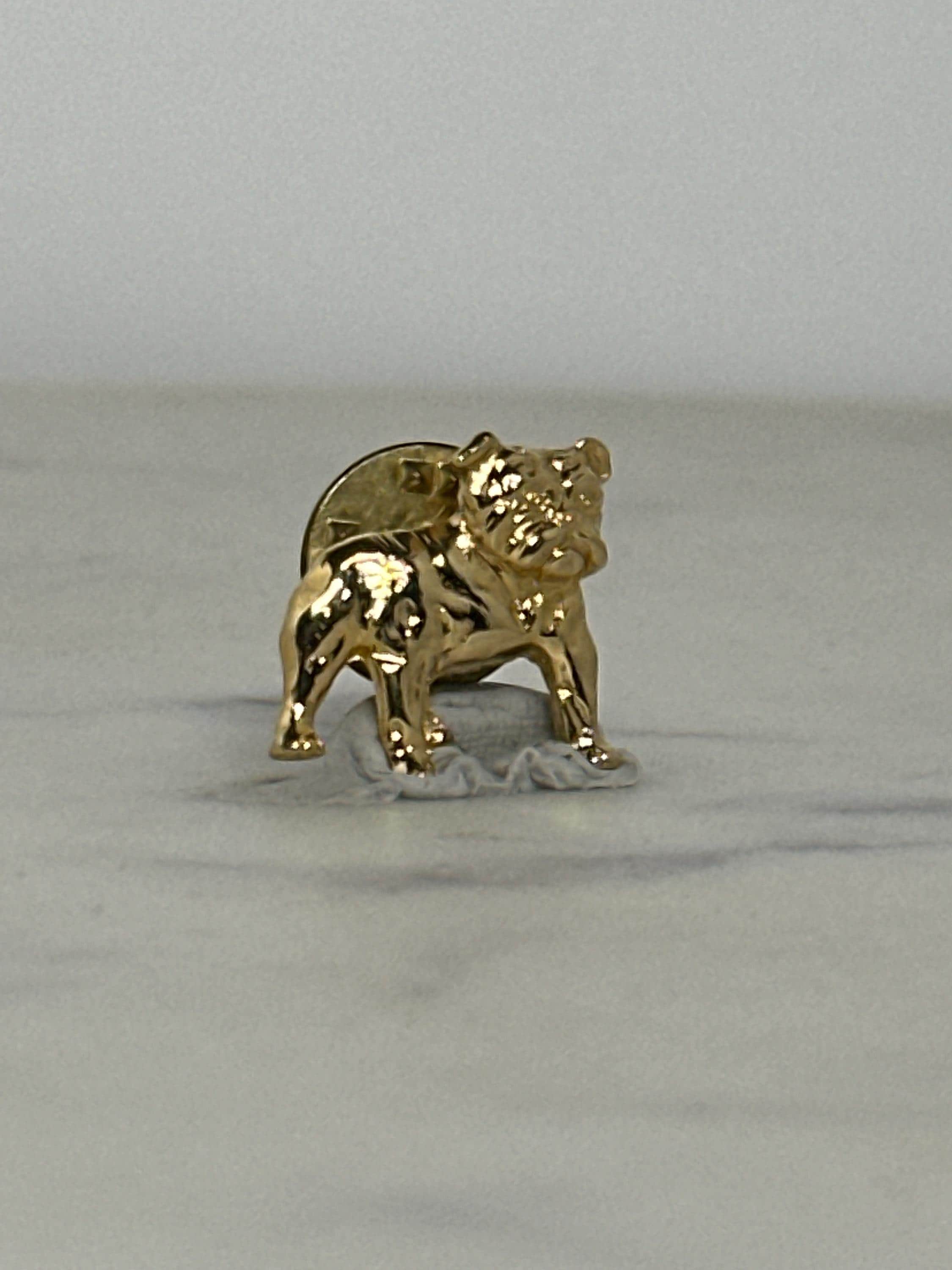 Bulldog Dog Enamel Pin: Gold Tone Finish - Vintage-Inspired Accessory