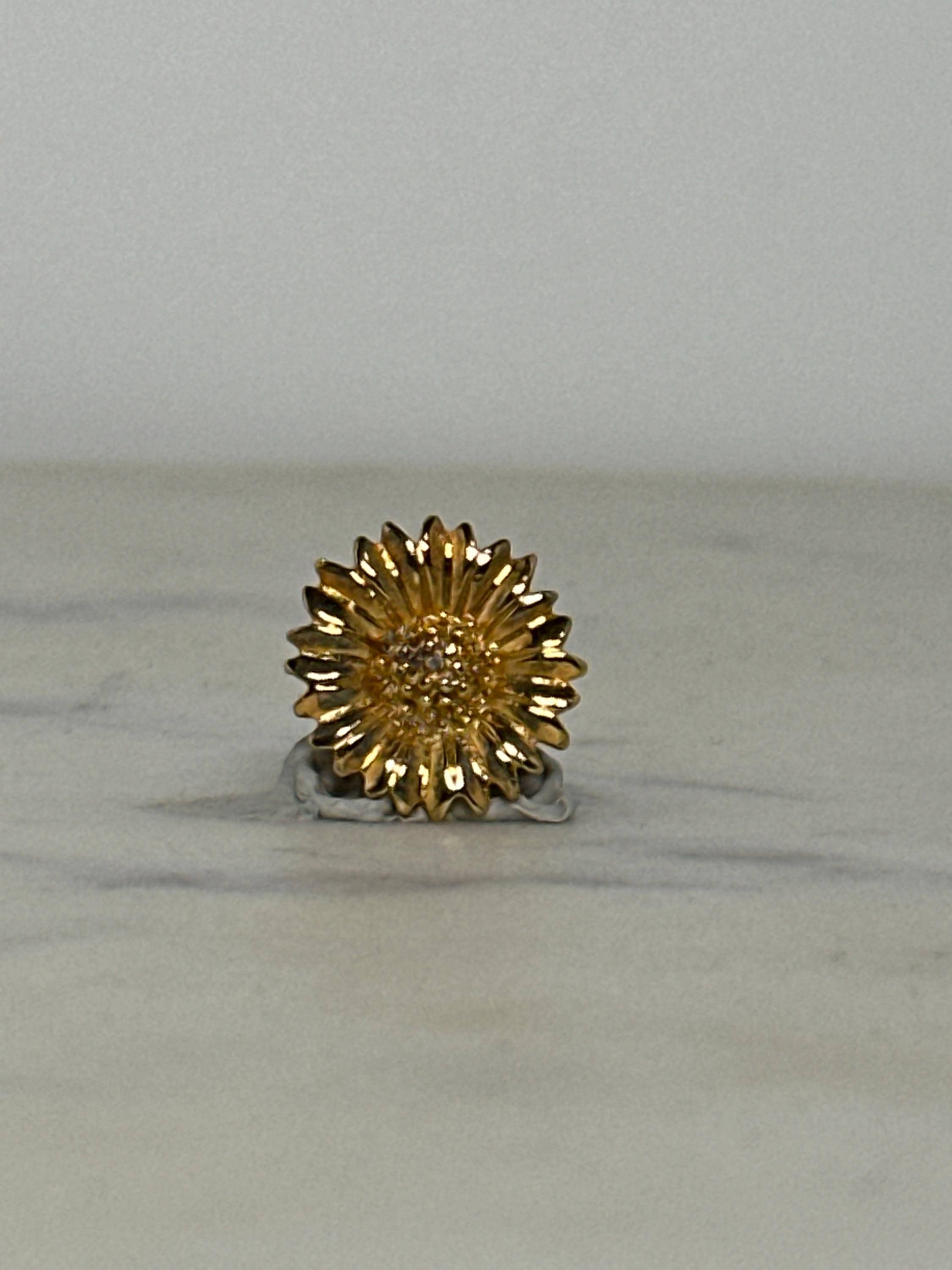 Sunflower Enamel Pin: Shiny Gold Tone - Nature Lover Accessory