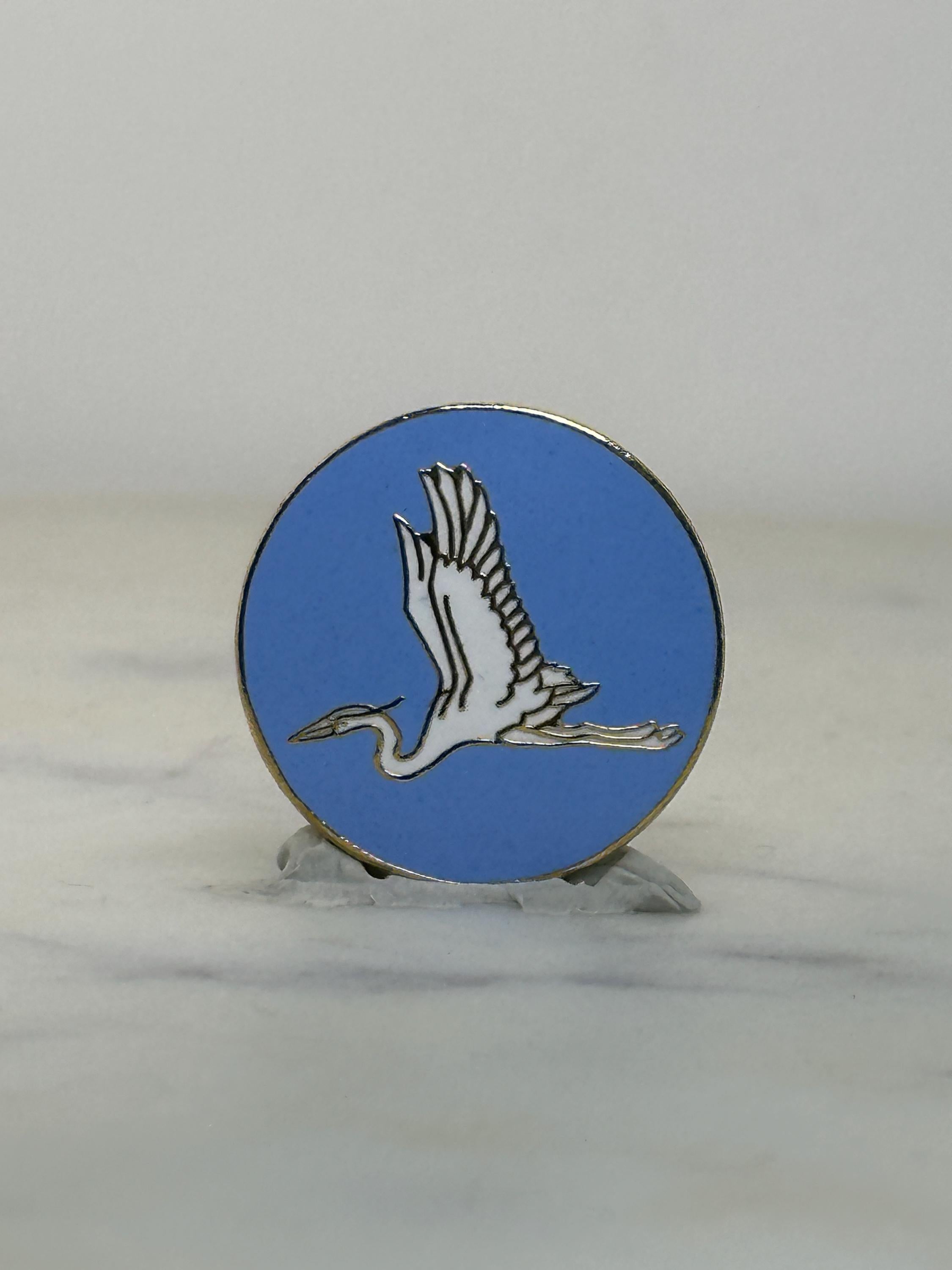 Heron Bird Enamel Pin: Blue Background Circle - Nature Lover Accessory