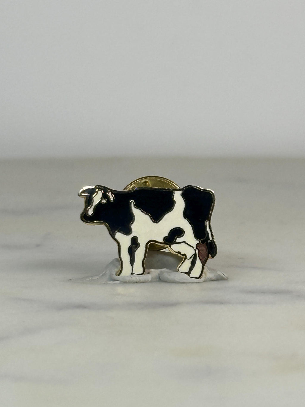 Cow Enamel Pin: Black & White Cloisonné - Farm Animal Accessory