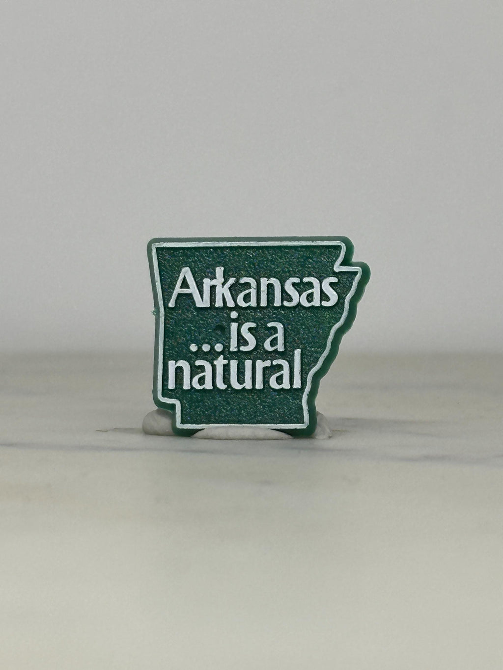 Arkansas State Enamel Pin: Green & White - Vintage Souvenir Accessory