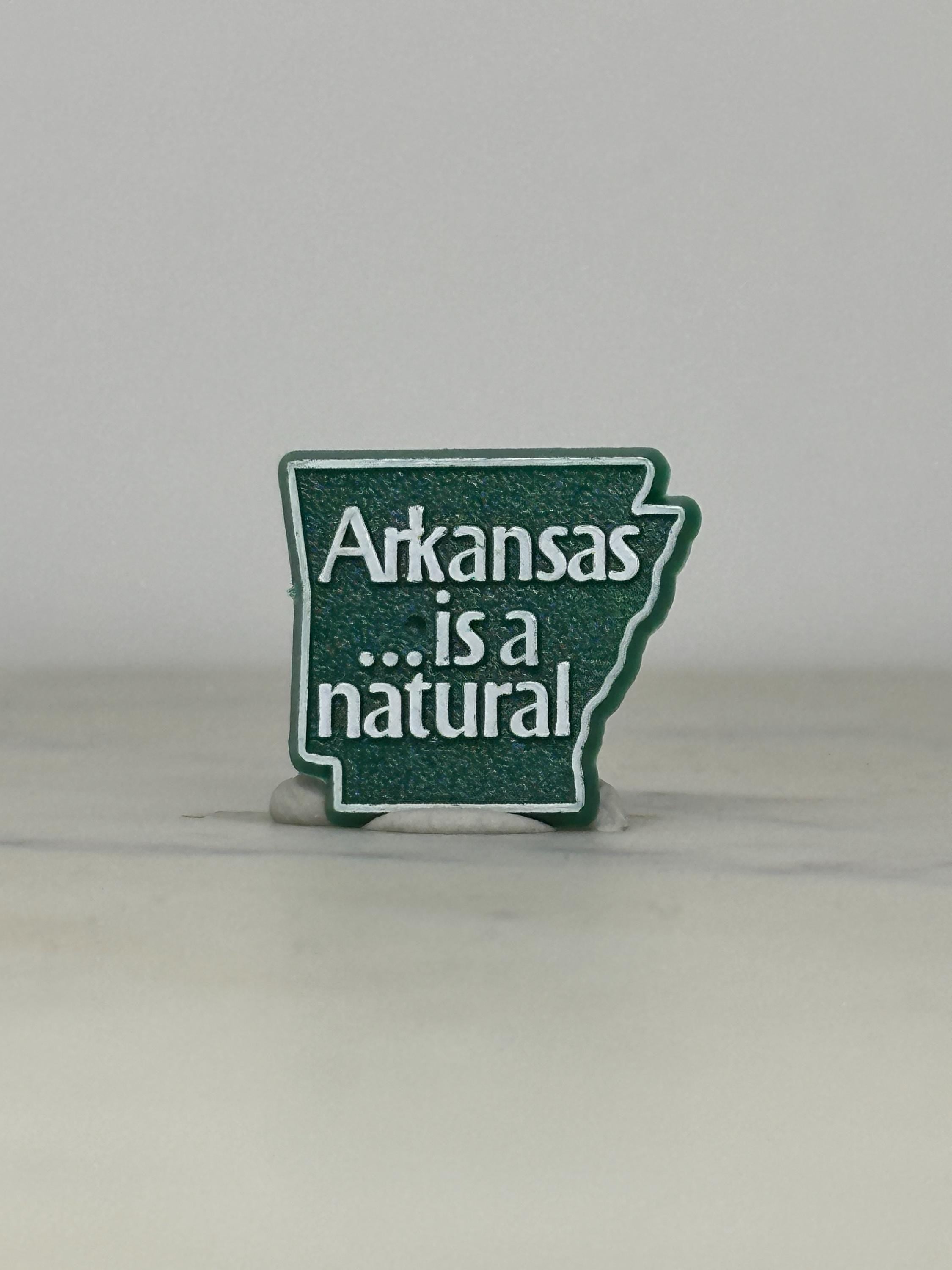 Arkansas State Enamel Pin: Green & White - Vintage Souvenir Accessory