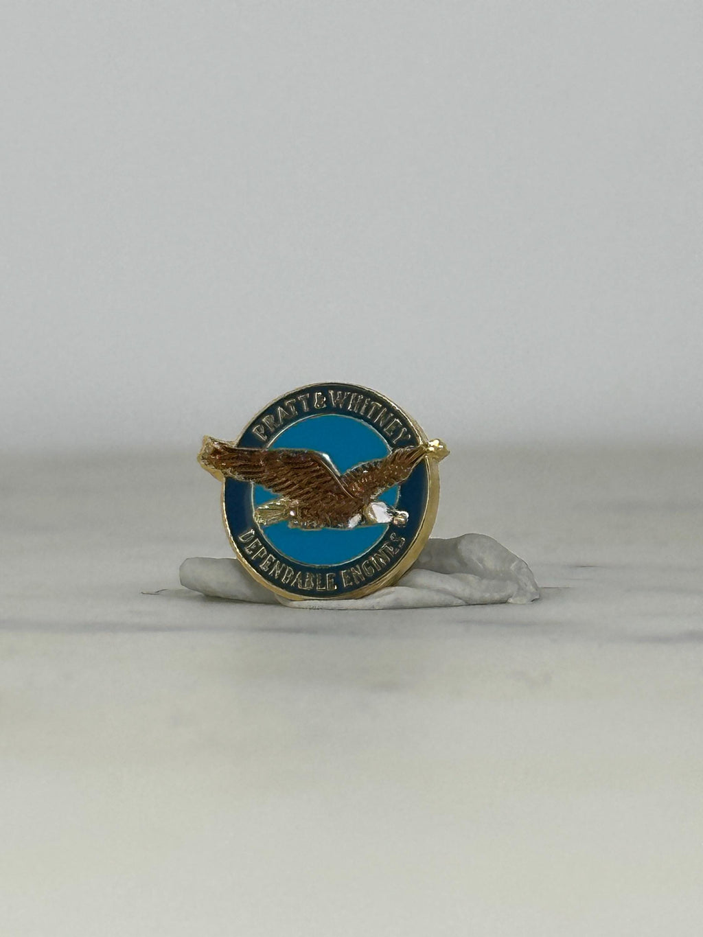 Pratt & Whitney Enamel Pin: Gold and Blue Eagle Logo - Aviation Collectible