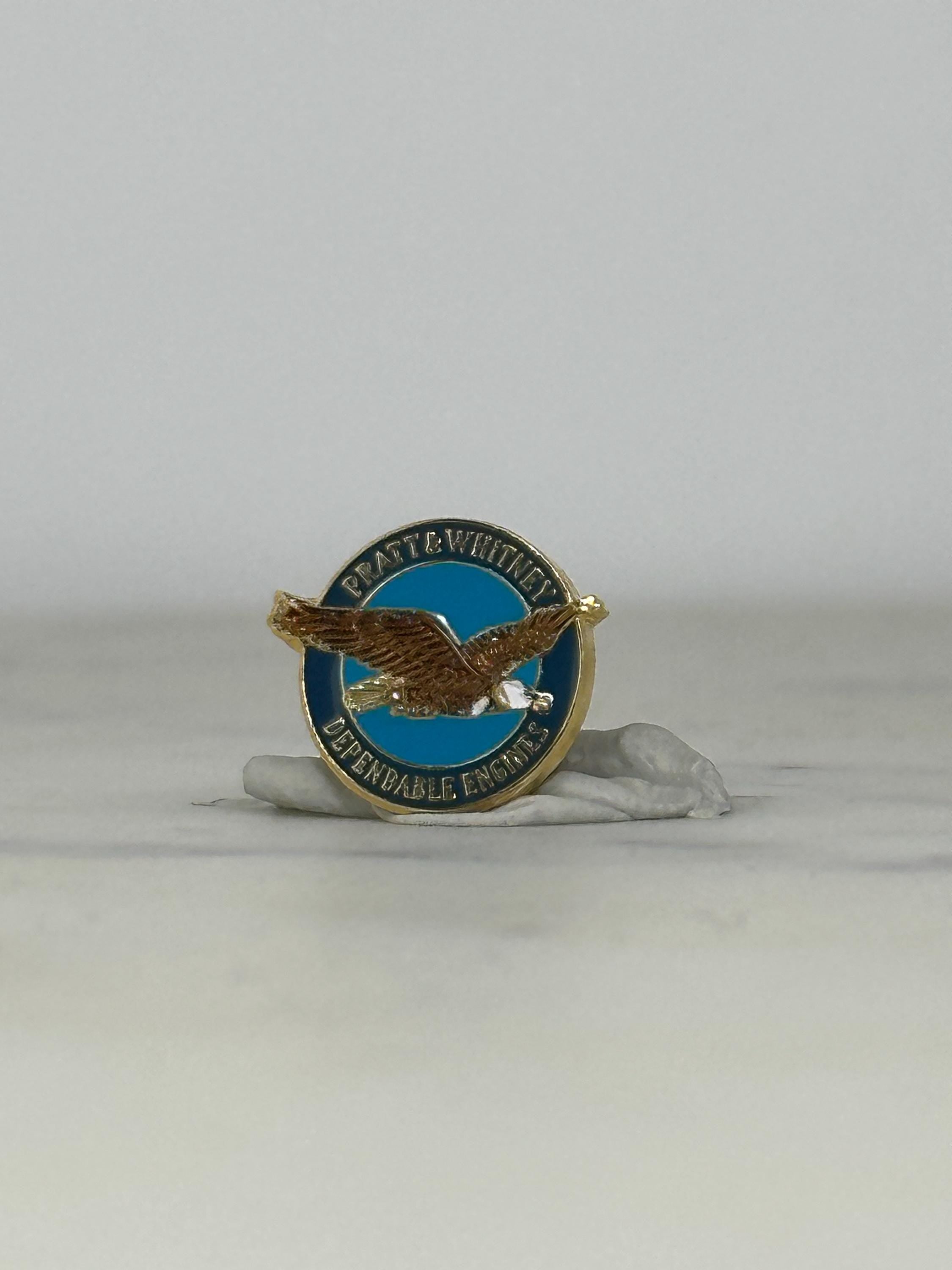 Pratt & Whitney Enamel Pin: Gold and Blue Eagle Logo - Aviation Collectible