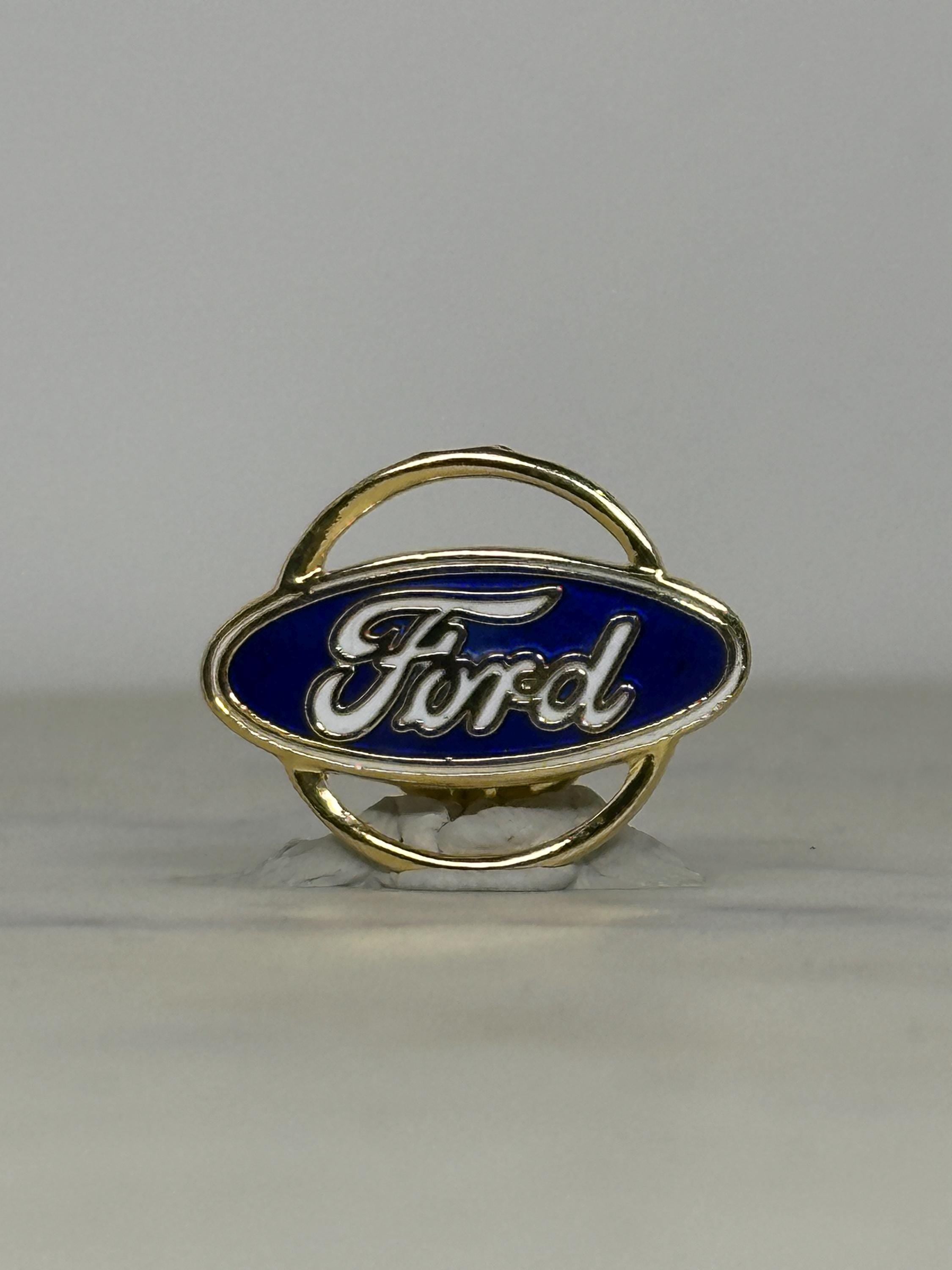 Ford Logo Enamel Pin: Blue Gold Tone - Vintage Auto Accessory