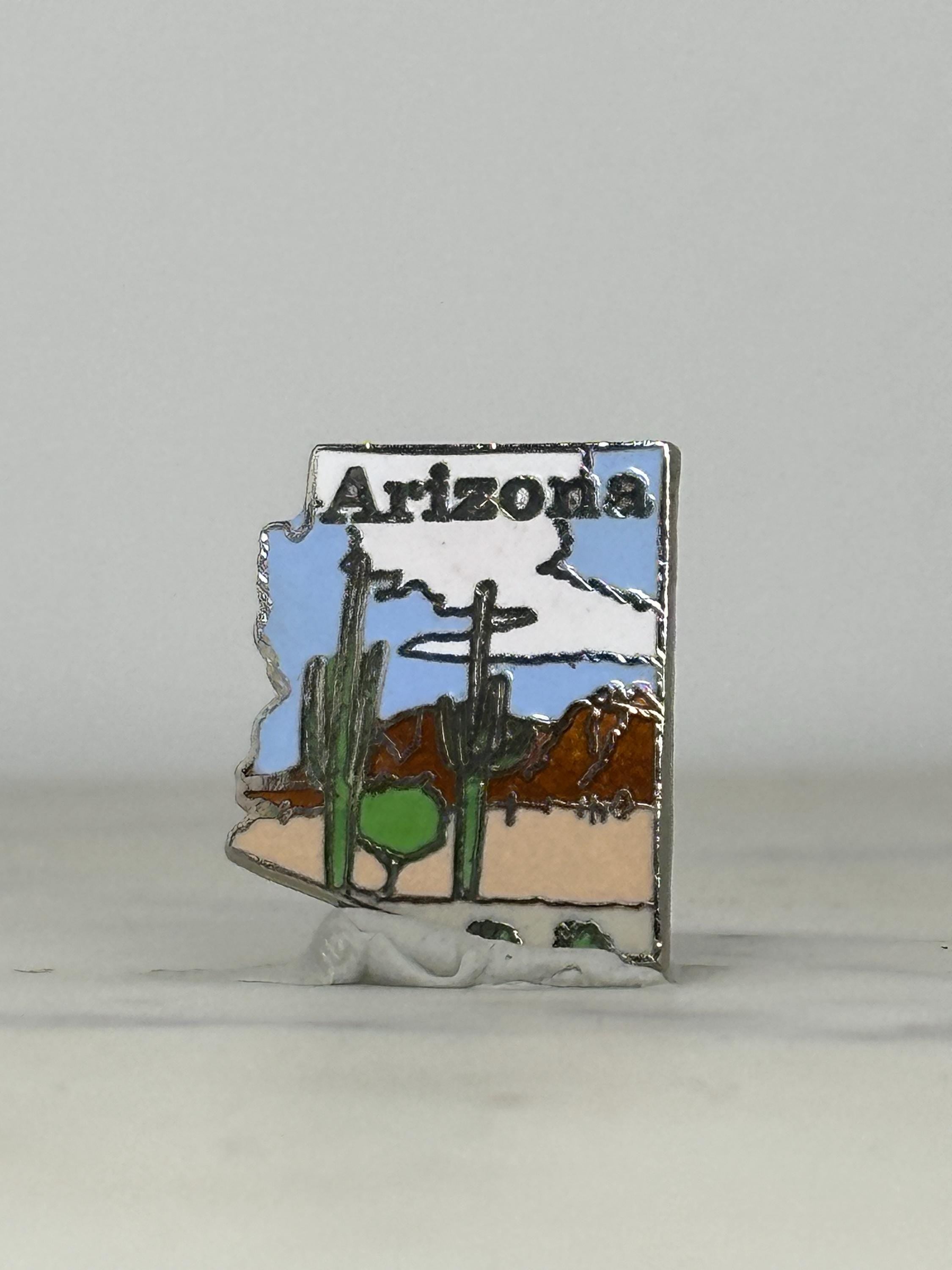 Arizona State Souvenir Pin: Enamel Map Design - Vintage Travel Accessory