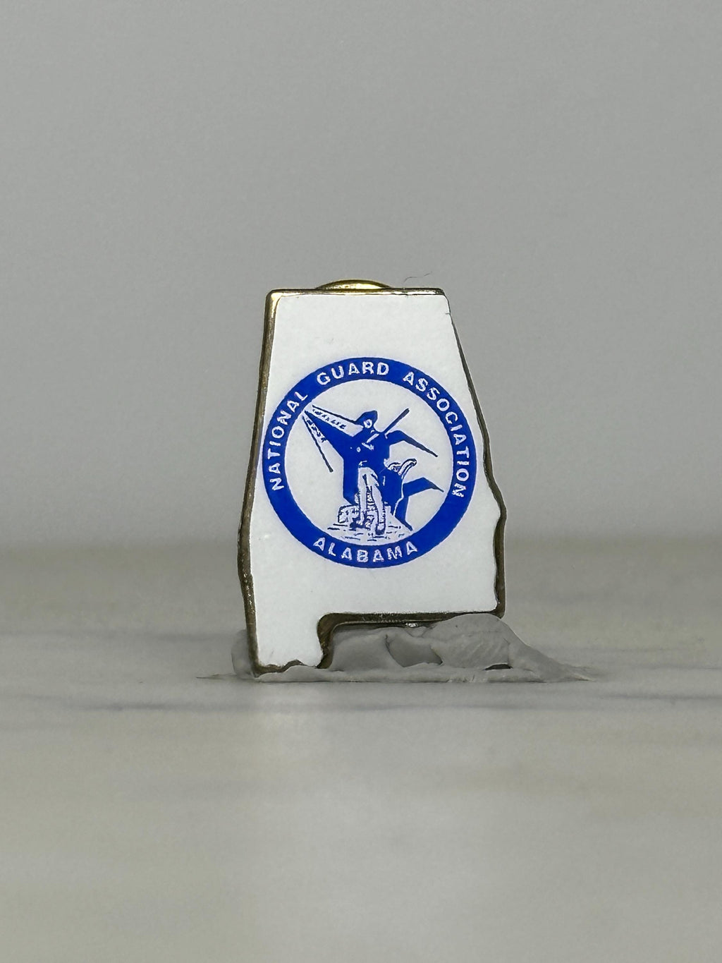 Alabama National Guard Pin: White Enamel Gold Trim - Military Collectible Accessory