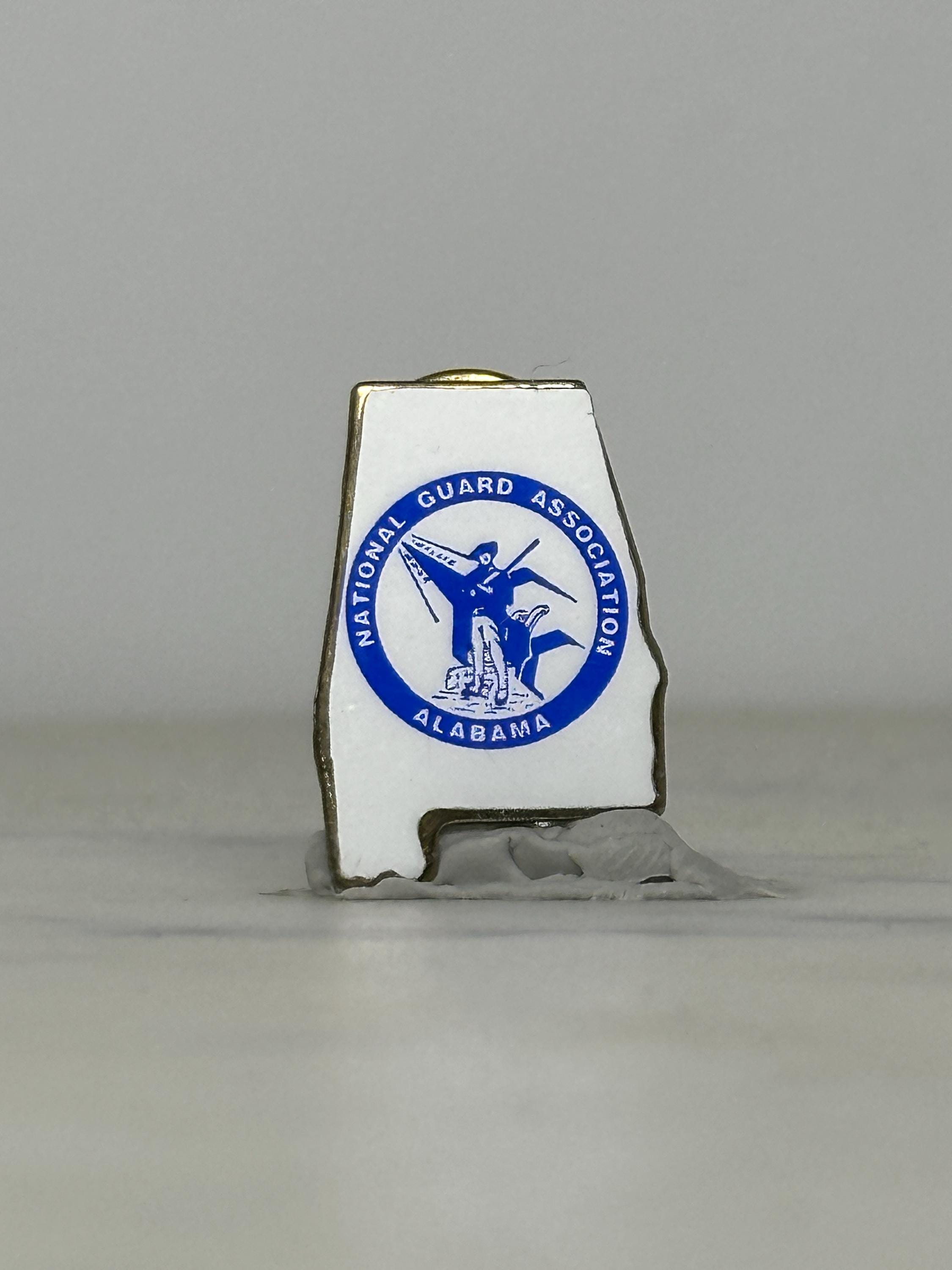 Alabama National Guard Pin: White Enamel Gold Trim - Military Collectible Accessory