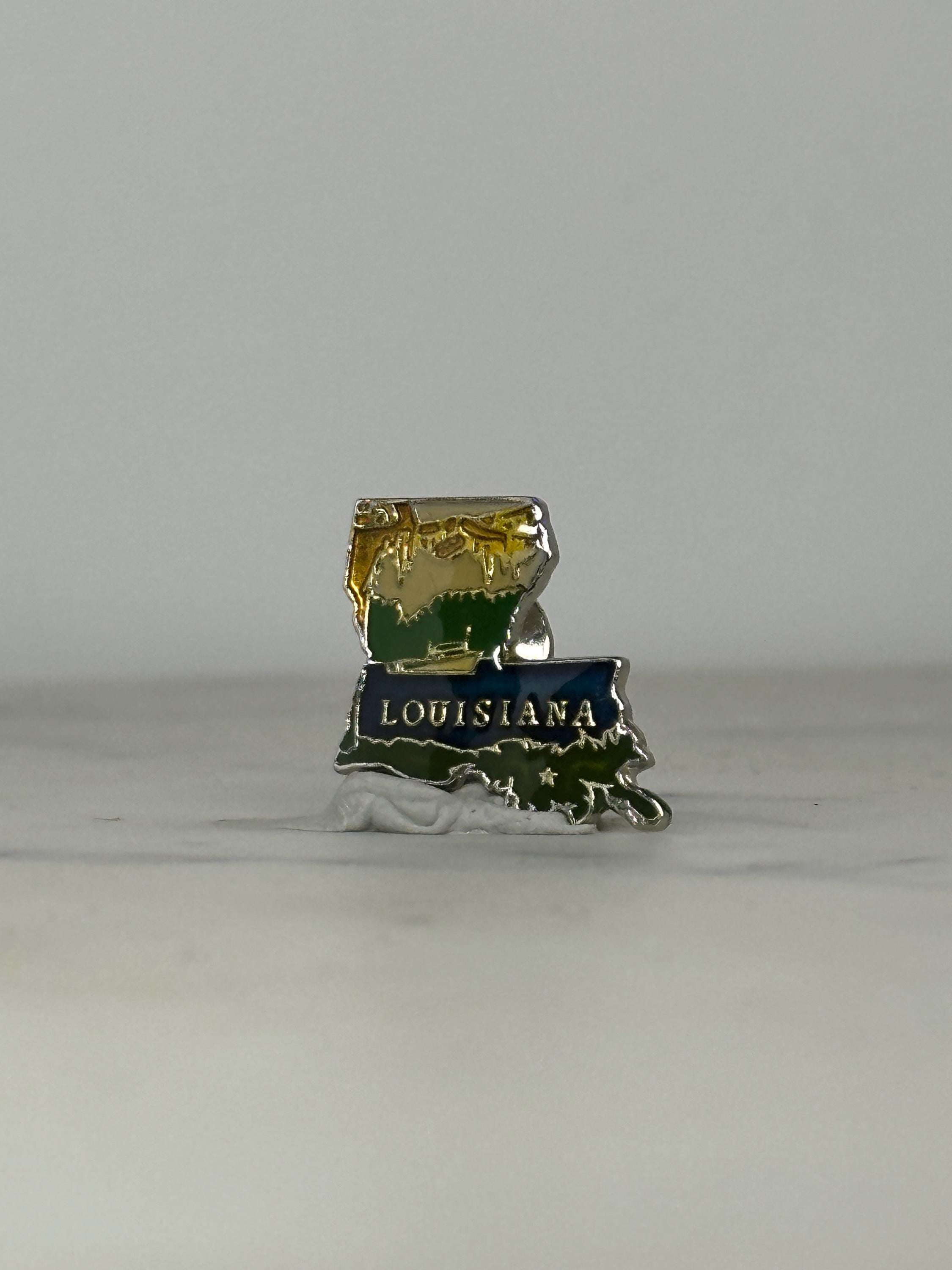 Louisiana State Enamel Pin: Multicolor Souvenir - Vintage Travel Accessory