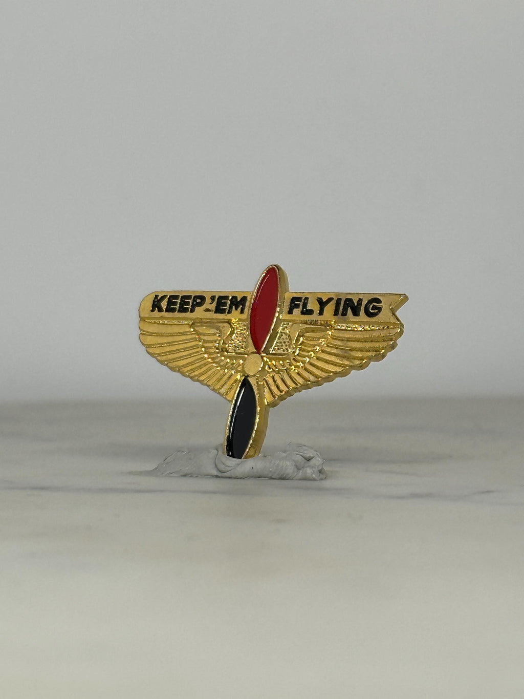 WWII Aviation Enamel Pin: Gold Wings Red/Black Prop - Patriotic Accessory