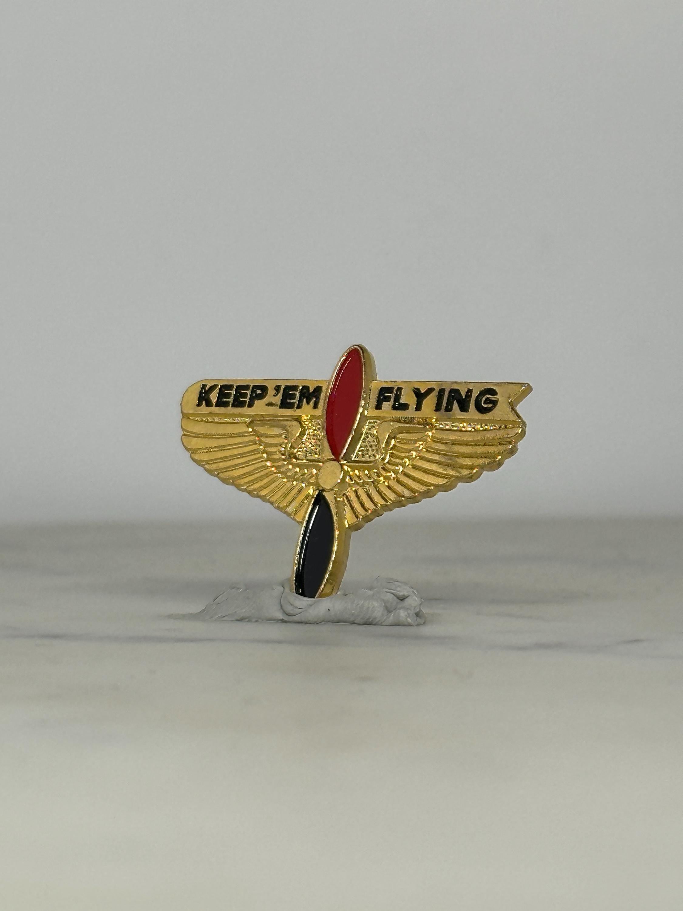 WWII Aviation Enamel Pin: Gold Wings Red/Black Prop - Patriotic Accessory