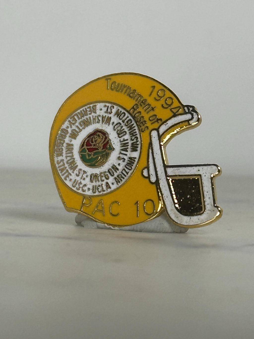 1994 Rose Bowl Helmet Pin: Yellow Enamel Finish - PAC-10 Sports Accessory