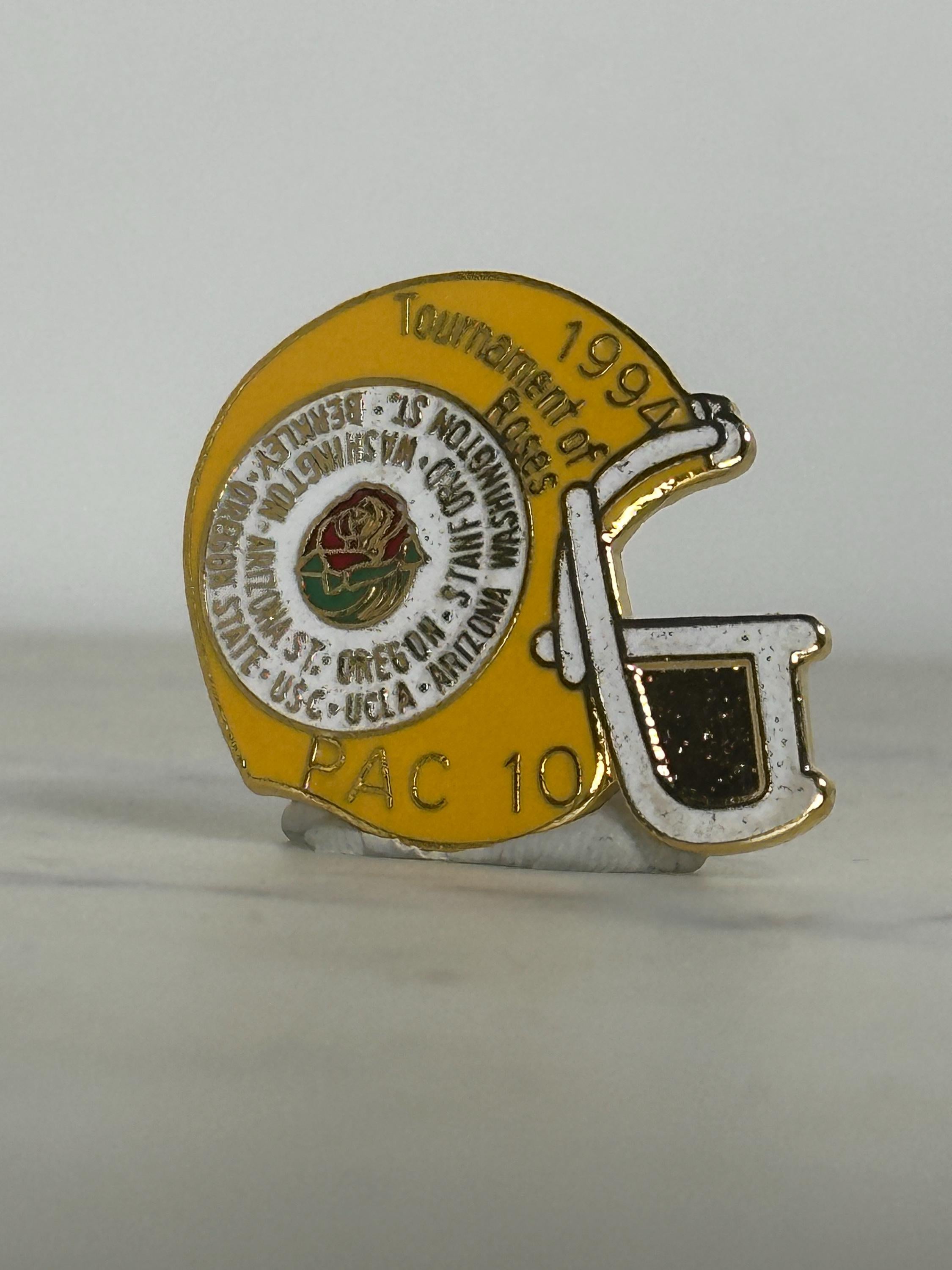 1994 Rose Bowl Helmet Pin: Yellow Enamel Finish - PAC-10 Sports Accessory