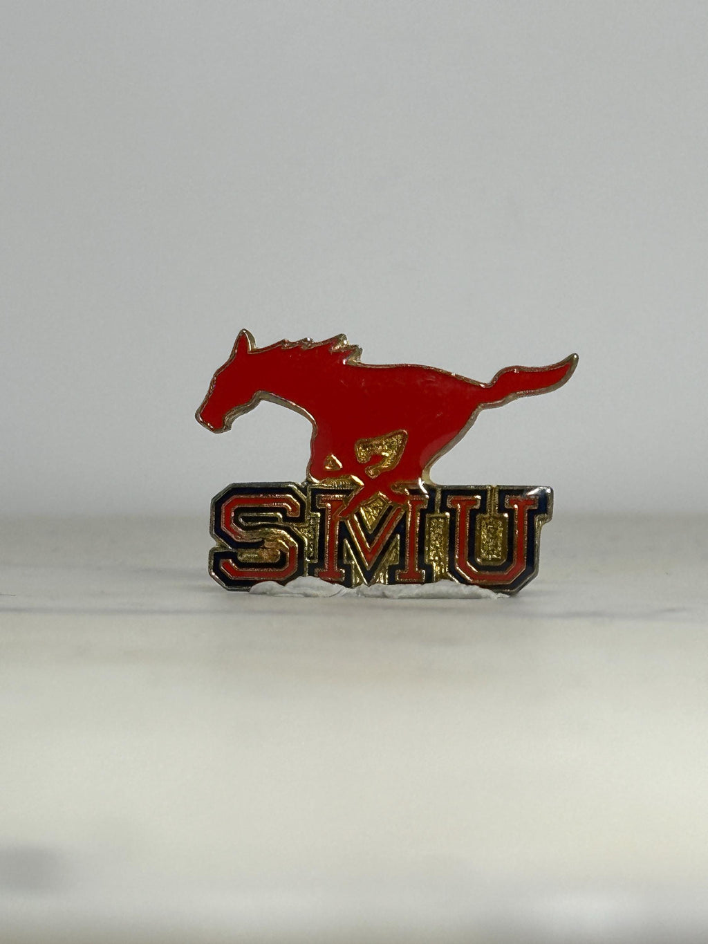 SMU Mustangs Enamel Pin: Red Gold Finish - Collegiate Spirit Accessory
