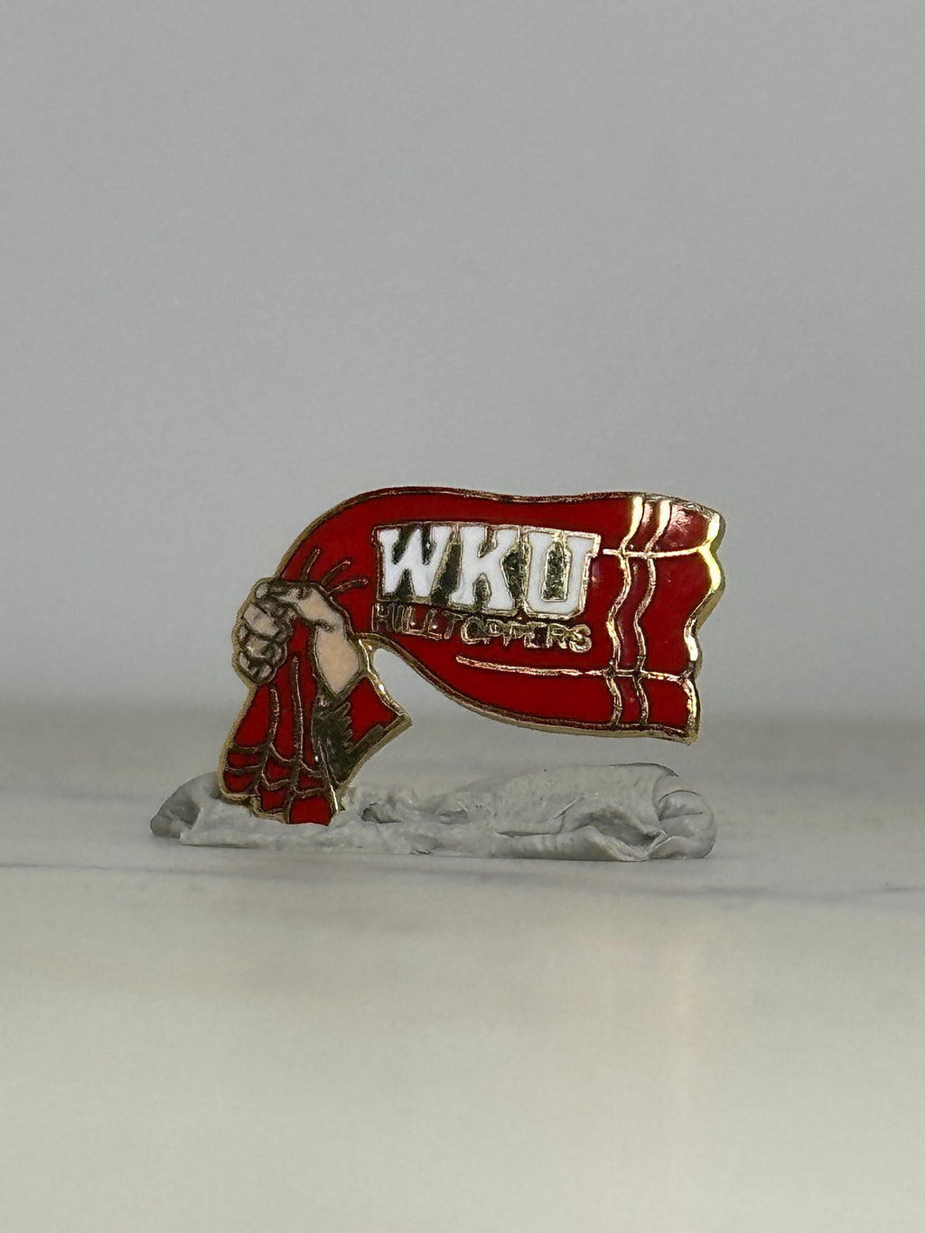 WKU Hilltoppers Enamel Pin: Red Gold Finish - Vintage College Accessory