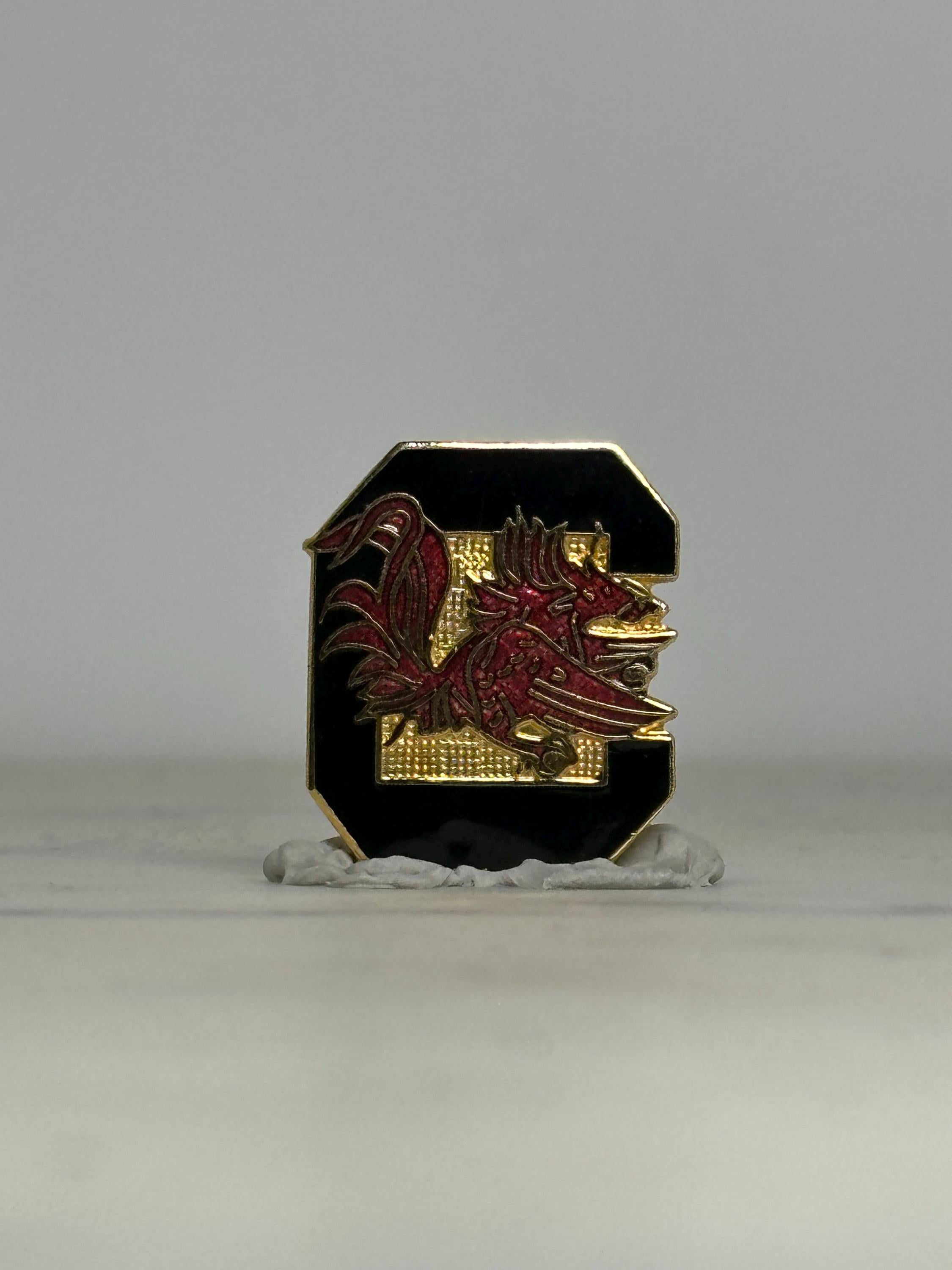 South Carolina Gamecocks Enamel Pin: Black & Gold Finish - Vintage Sports Accessory